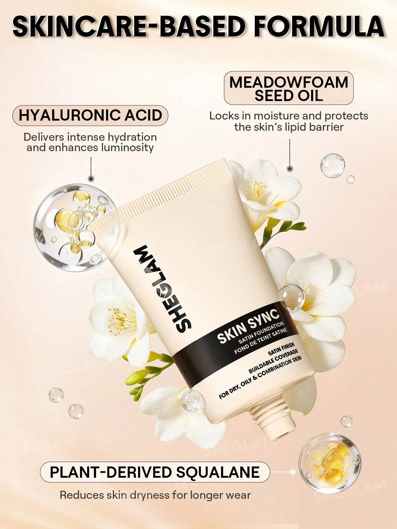 5 SHEGLAM Skin Sync Satin Foundation - Shell, 5 of 10