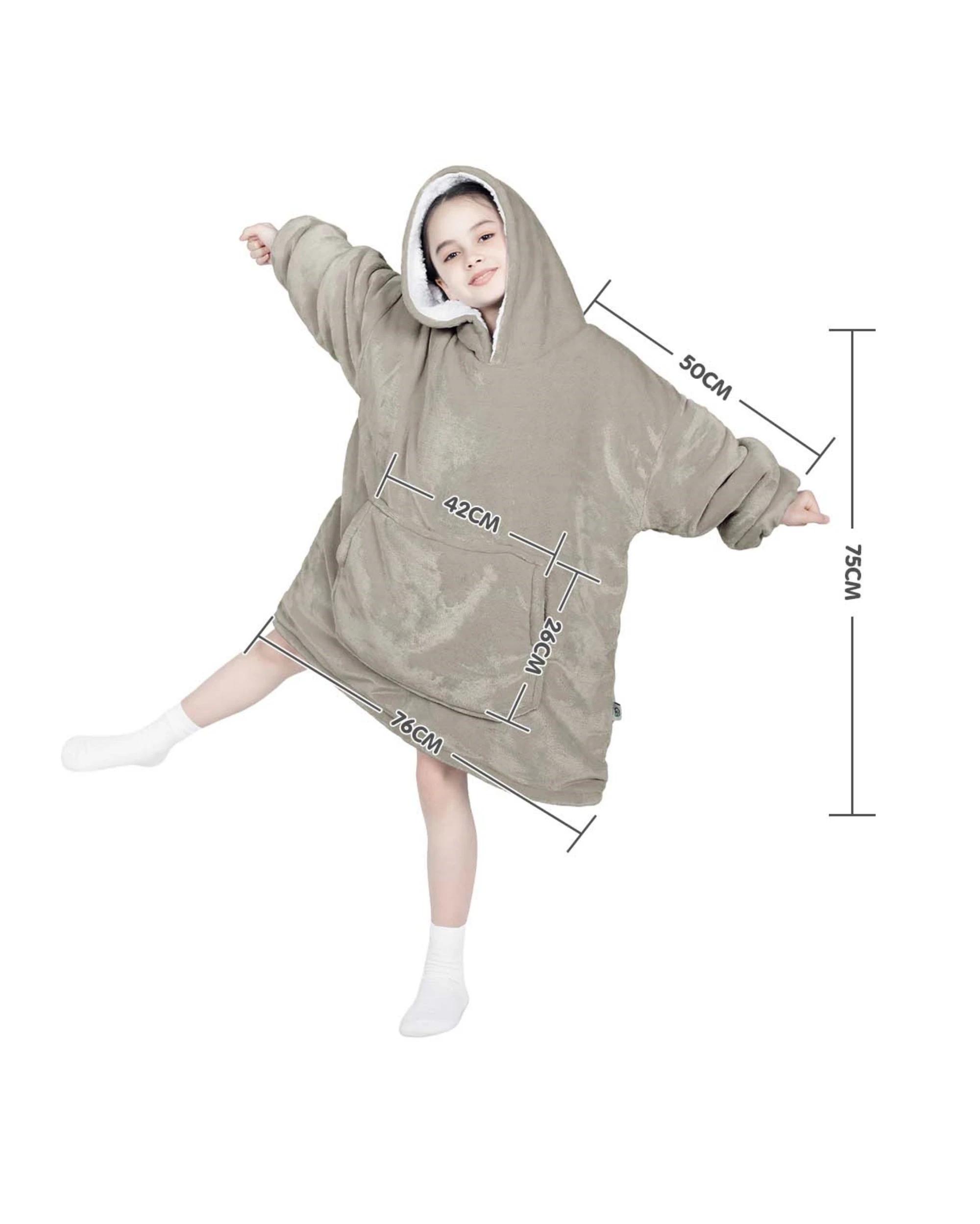 4 Advwin Wearable Blanket Oversized Comfort Hoodie Kids Wine KHAKI, 4 of 5