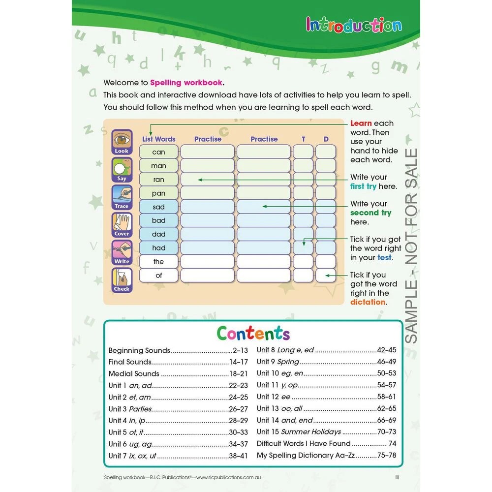 3 Spelling Workbook Interactive Book A, 3 of 5