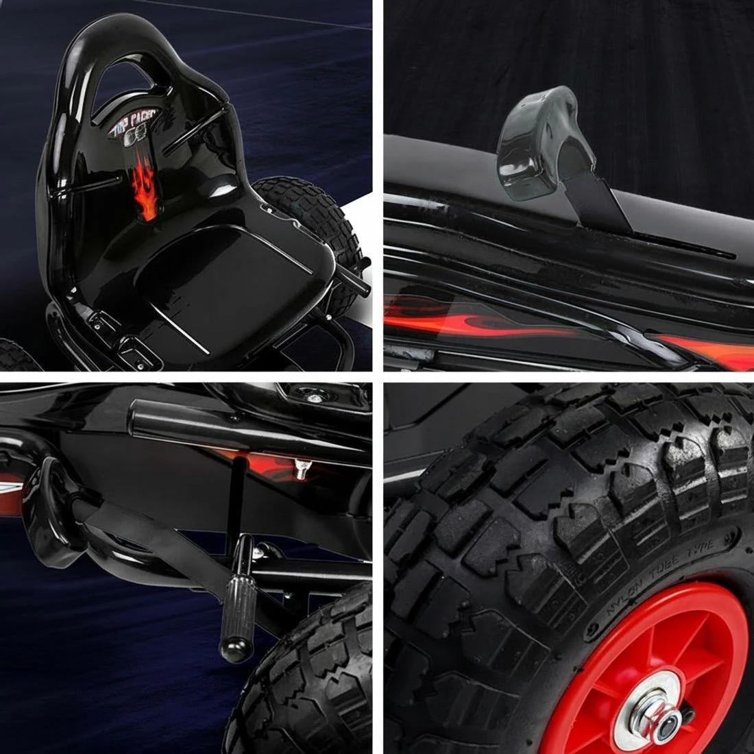 5 Rigo Kids Pedal Go Kart Ride On Toys Racing Car Rubber Tyre - Black, 5 of 5