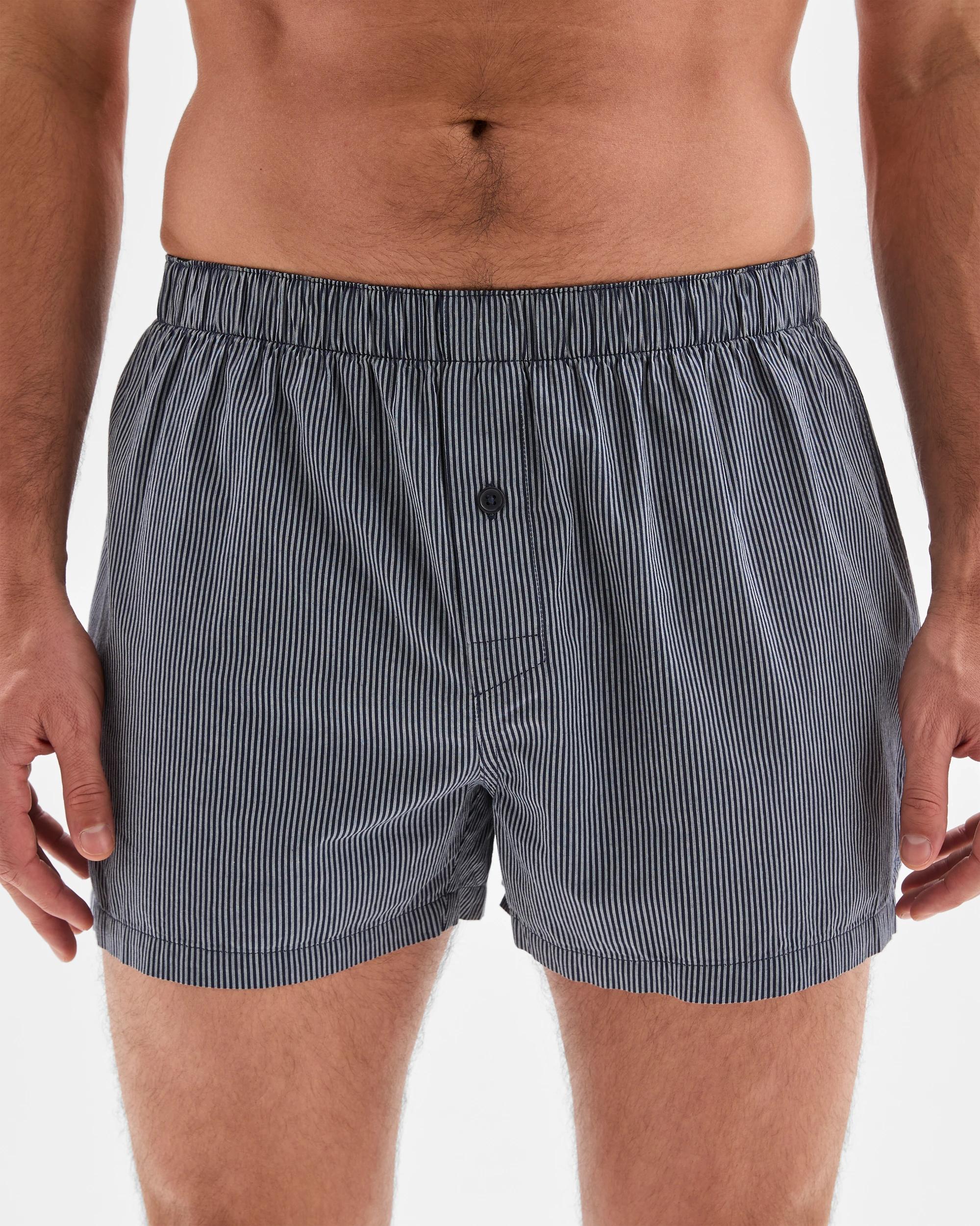 4 Mens Australian Cotton Woven Poplin Boxers 3 Pack - Maxx GEO BLACK/BLUE/NAVY STRIPE, 4 of 4