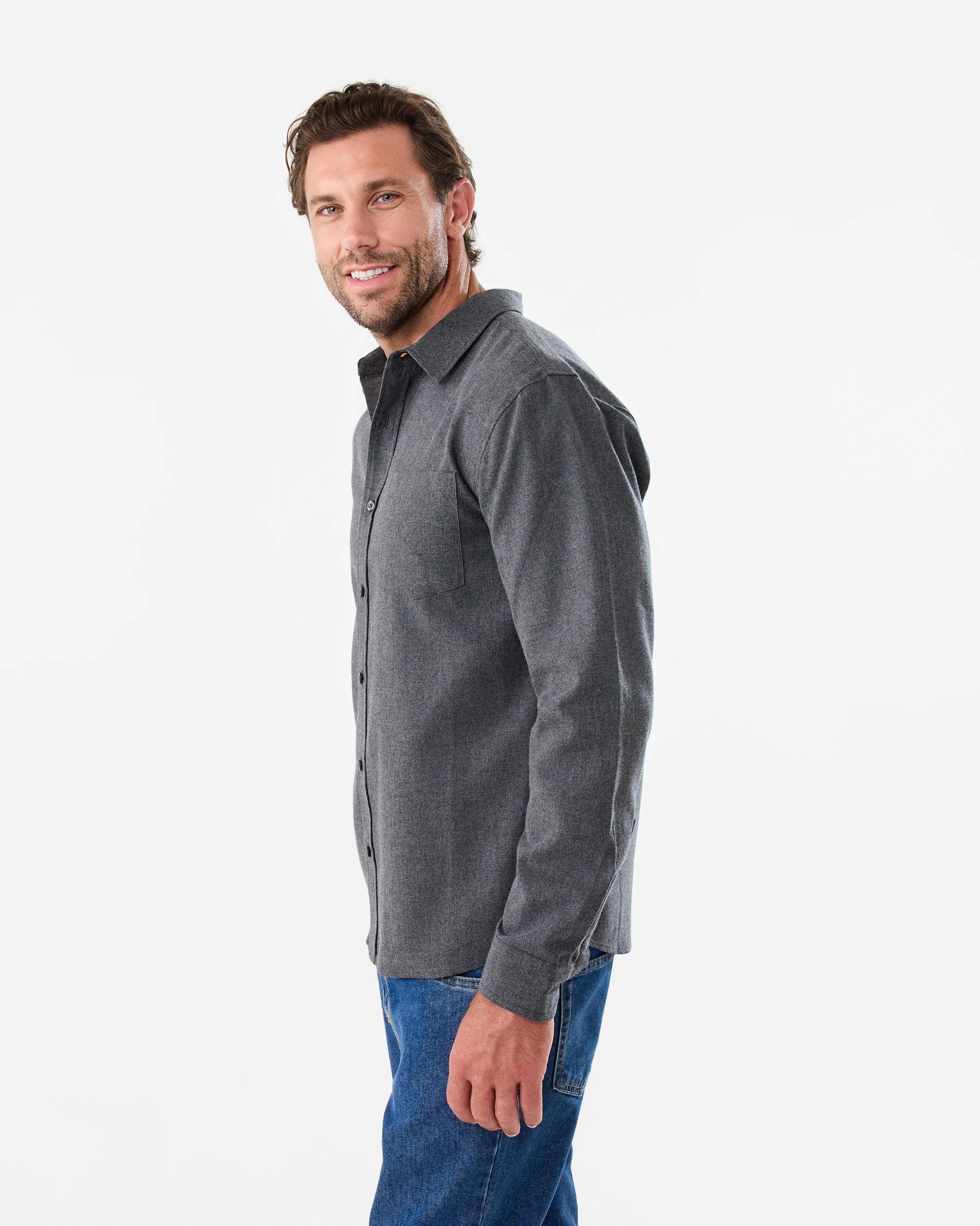 2 Long Sleeve Brushed Shirt Gry Charc, 2 of 8