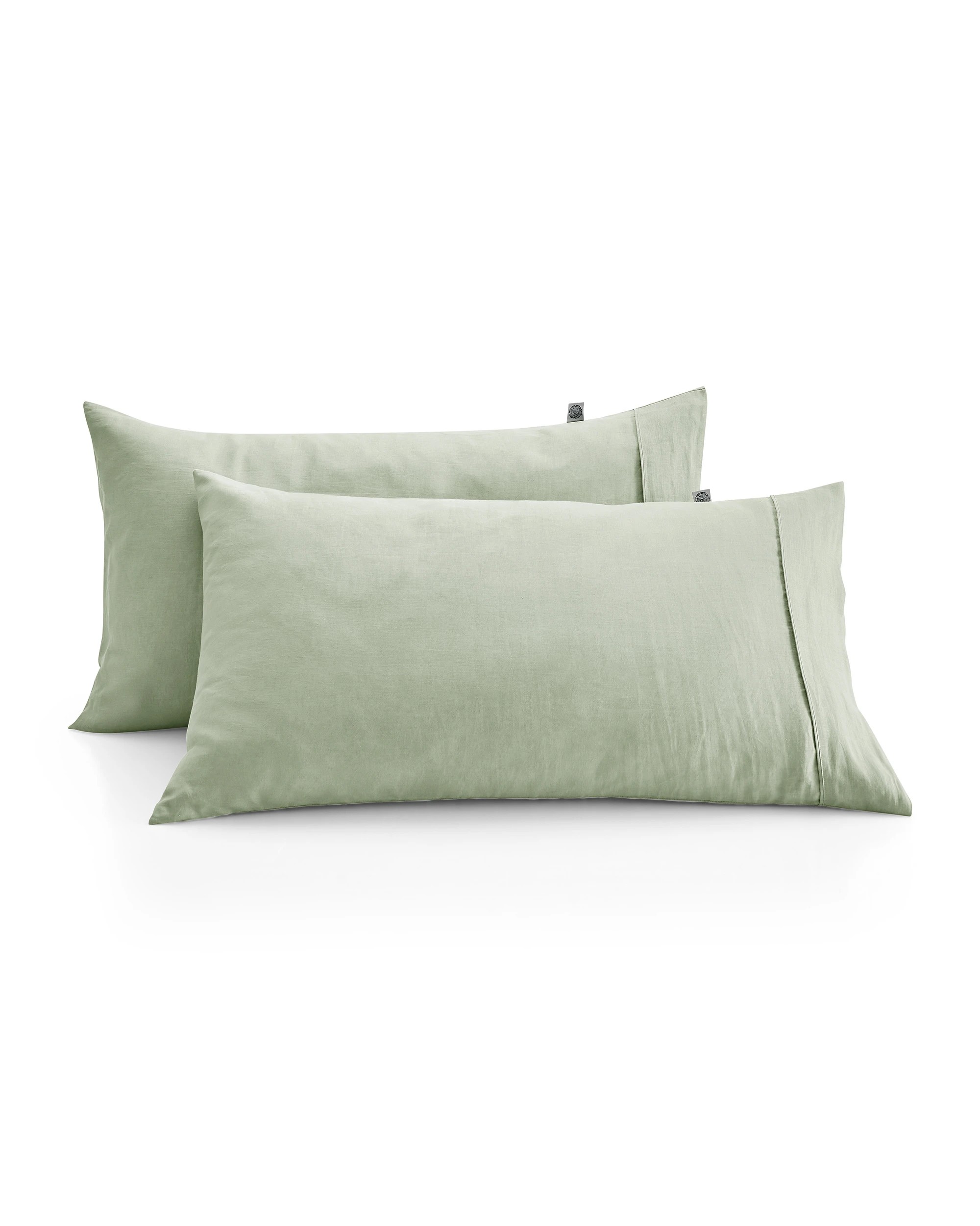 2 Natural Home 100% European Flax Linen King Pillowcase Twin Pack - Willow Green, 2 of 4