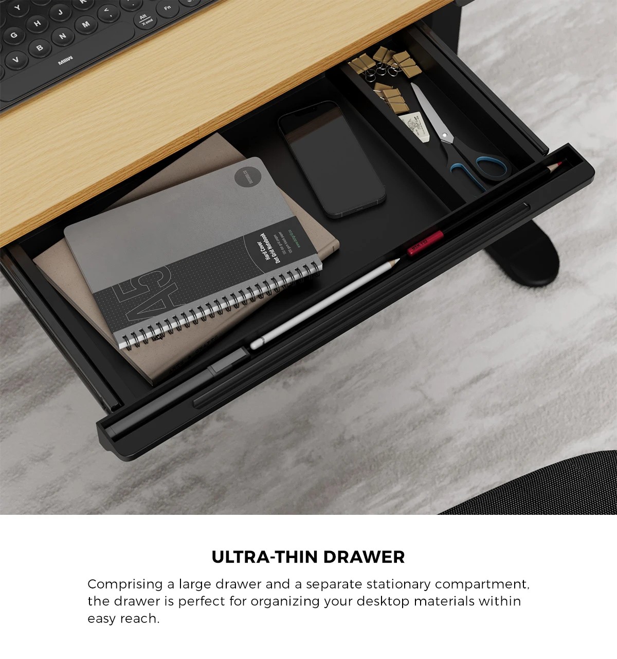 2 Oikiture 120cm Electric Standing Desk With Drawer Height Adjustable
 - Multi, 2 of 4