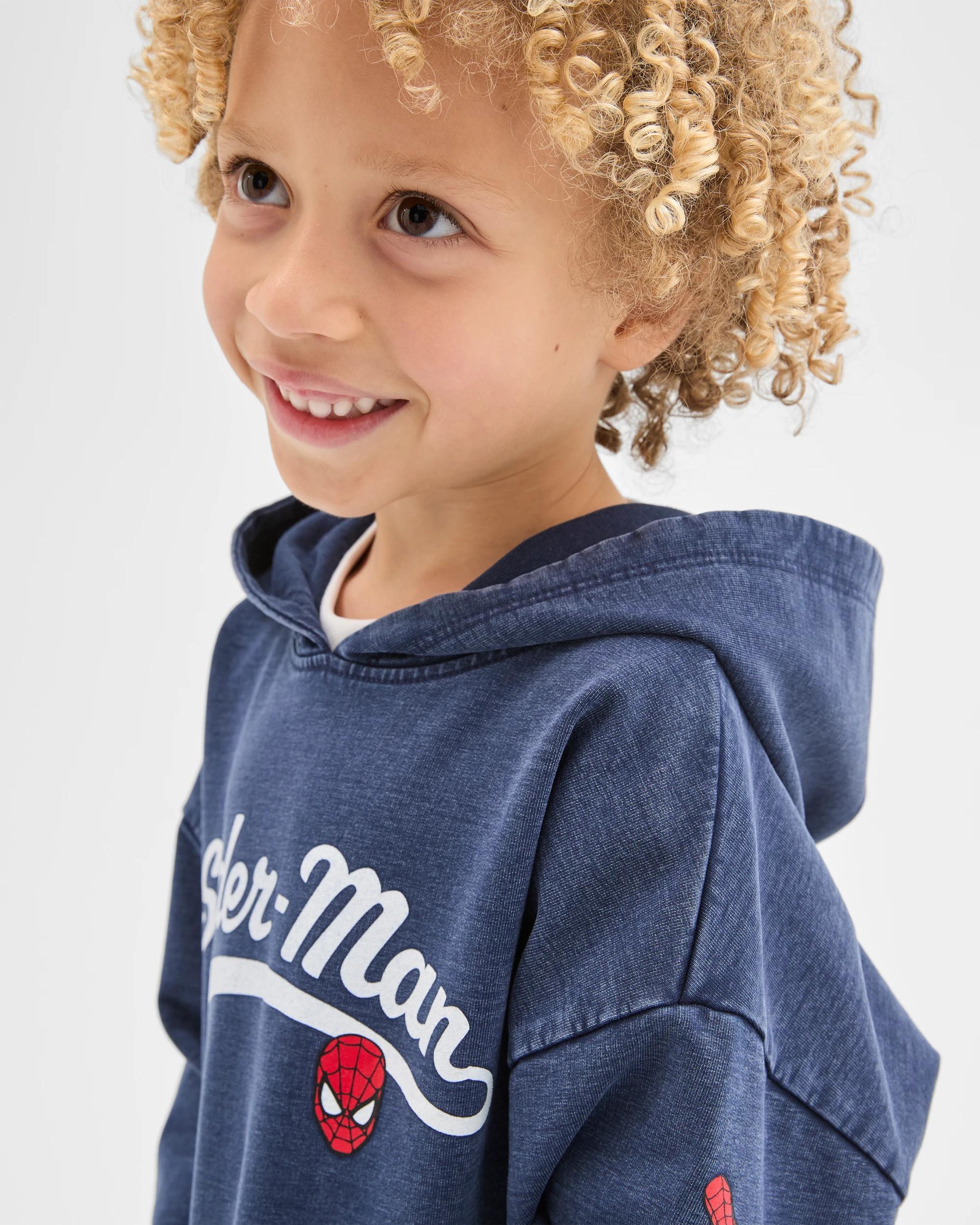 3 Marvel Spider-Man Australian Cotton Oversized Washed Sweat Hoodie BLACK IRIS, 3 of 8