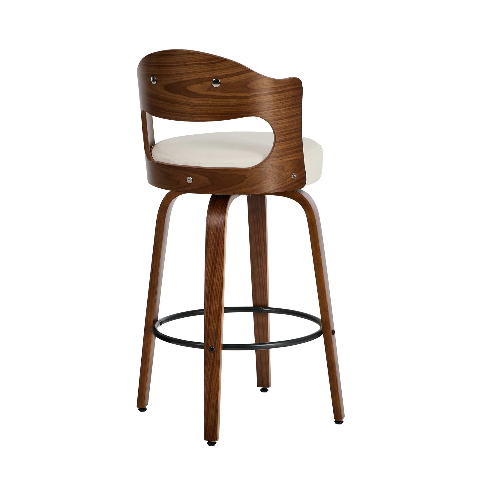 8 Oikiture 2x Bar Stools Kitchen Swivel Counter Chair Shell Leather - White, 8 of 8