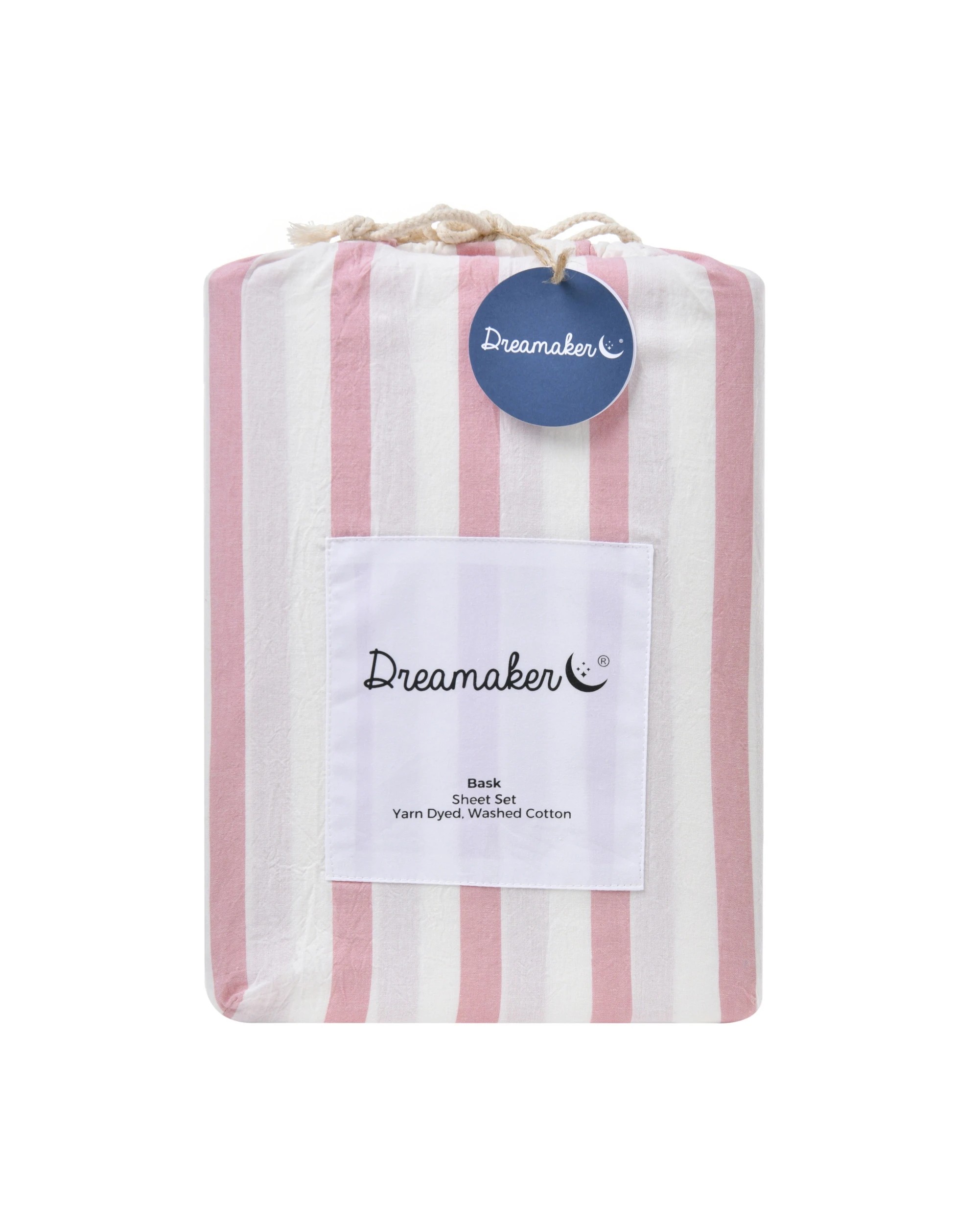 7 Dreamaker Bask Yarn Dyed Washed Cotton Striped Sheet Set - Queen Bed - Pink Pearl, 7 of 7