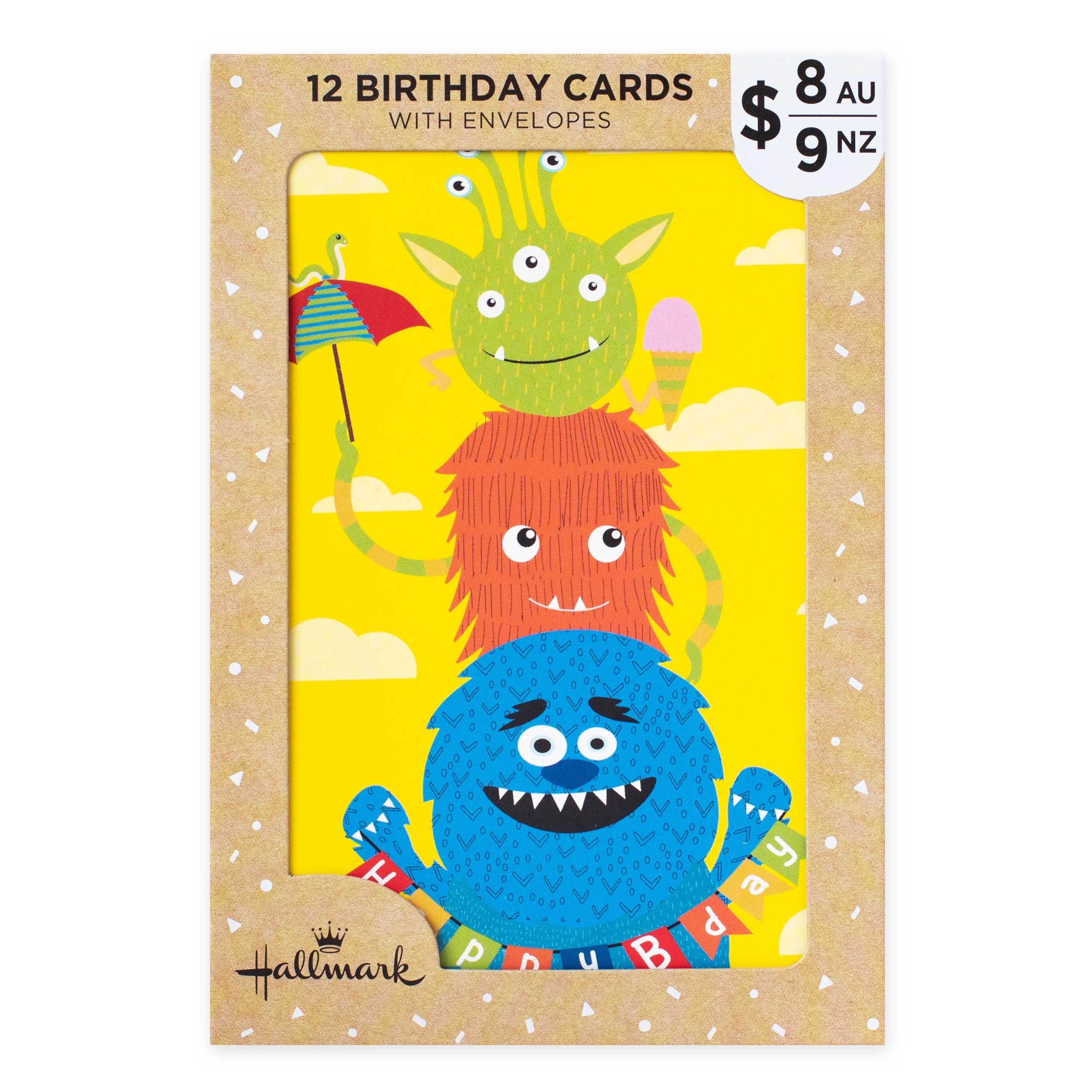 1 12 Pack Hallmark Kids Birthday Cards - Fun Colourful Monsters!, 1 of 4