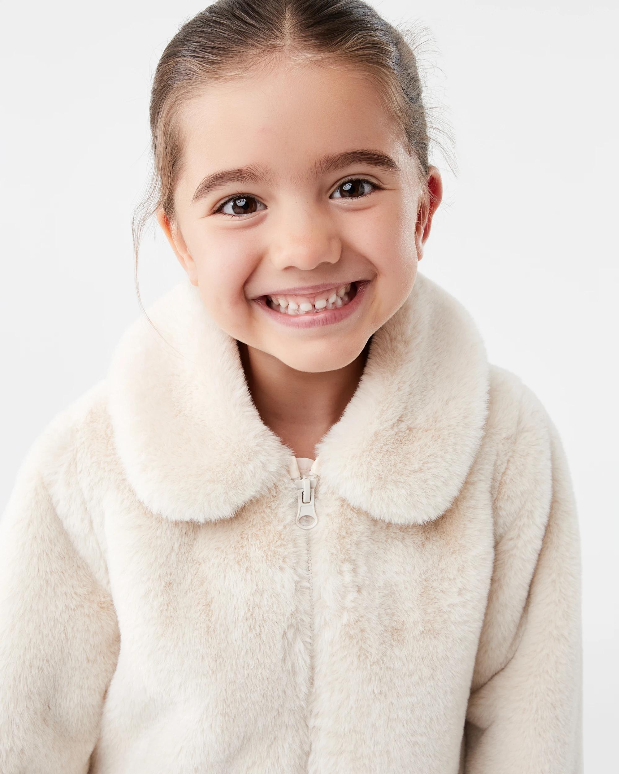 4 Faux Fur Jacket Beige Gray, 4 of 8