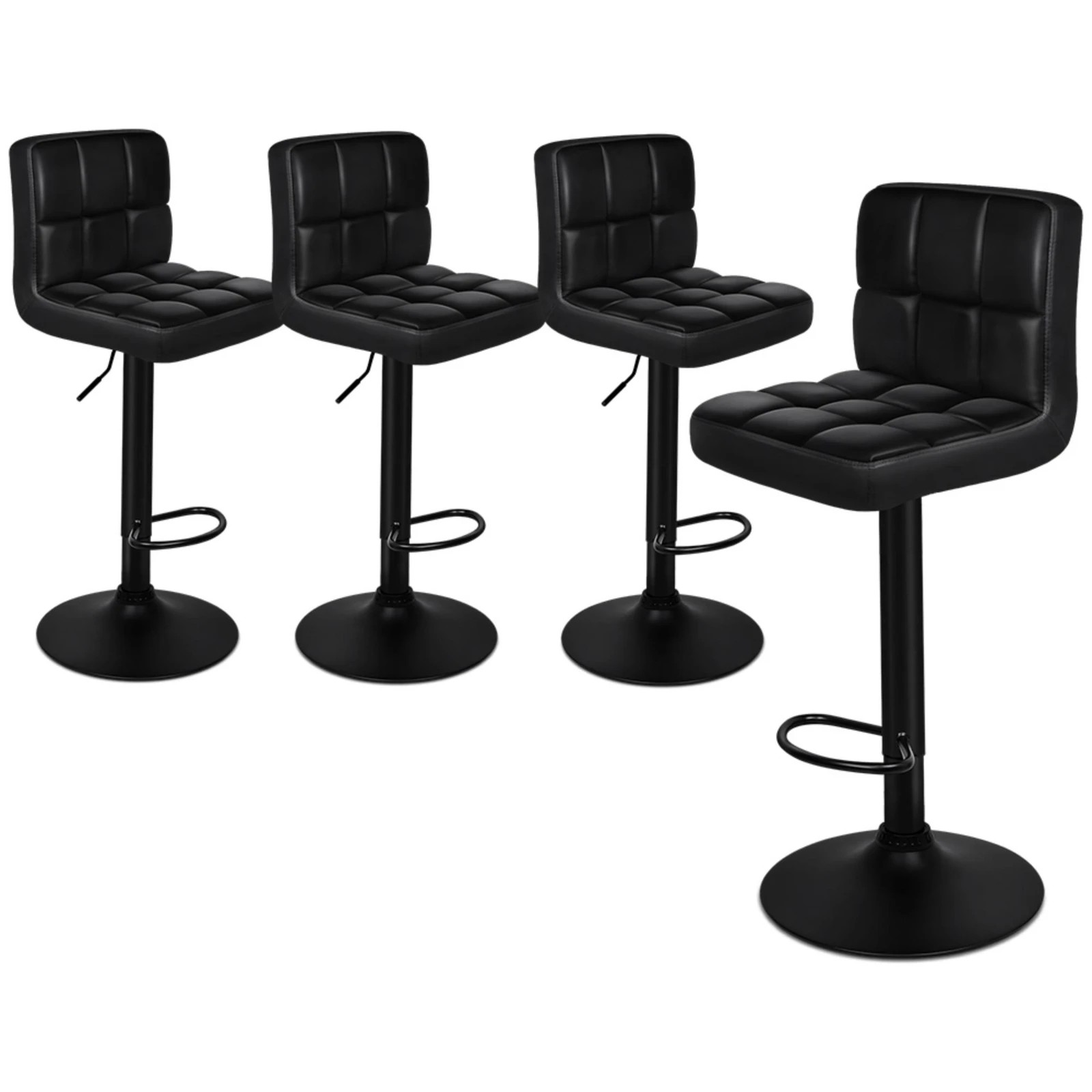 1 Alfordson 4x Bar Stools Ralph Kitchen Swivel Chair Leather Gas Lift - Black, 1 of 10
