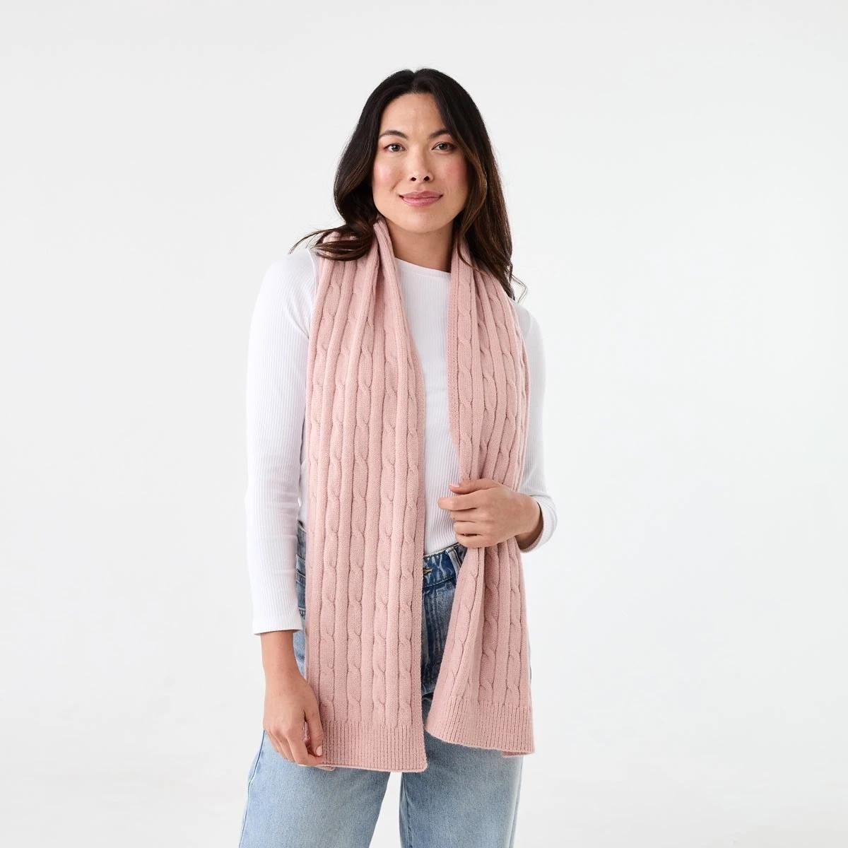 3 Cable Scarf Rose Pink, 3 of 3