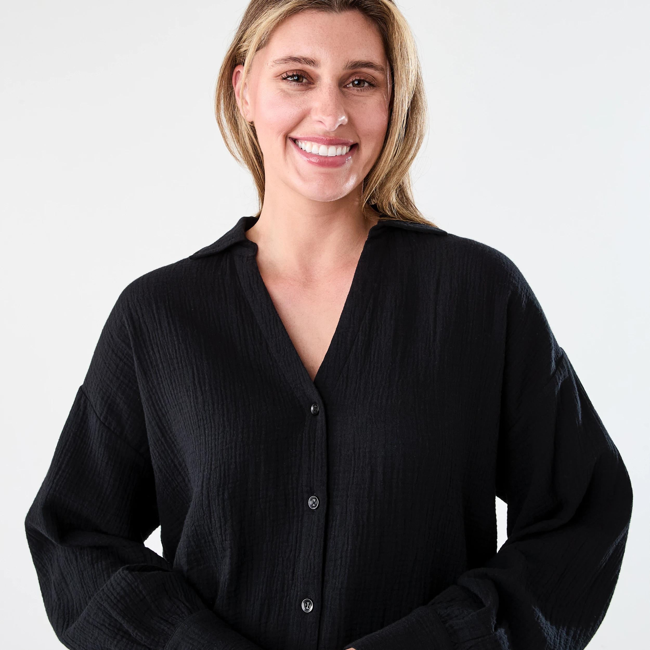 4 Long Sleeve Double Cloth Shirt Black, 4 of 7