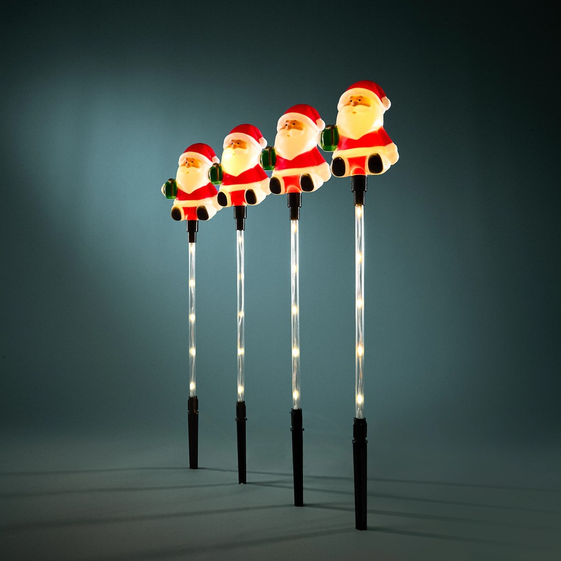 1 4 Pack Solar Powered LED Light Up Multifunction Santa Stakes, 1 of 8