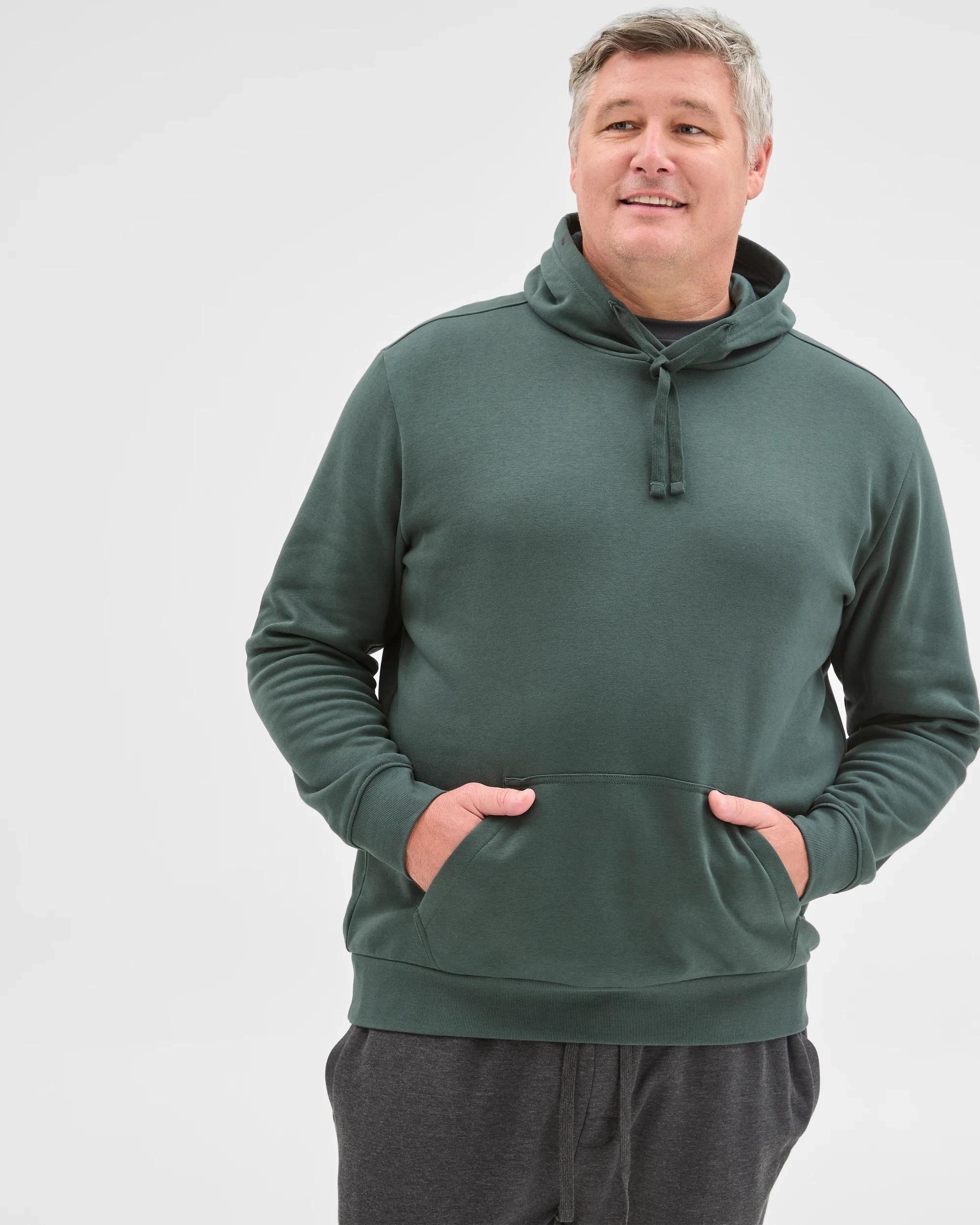 2 Target Man Plus Plus Size Australian Cotton Blend Fleece Popover Jumper DARK GREEN, 2 of 5