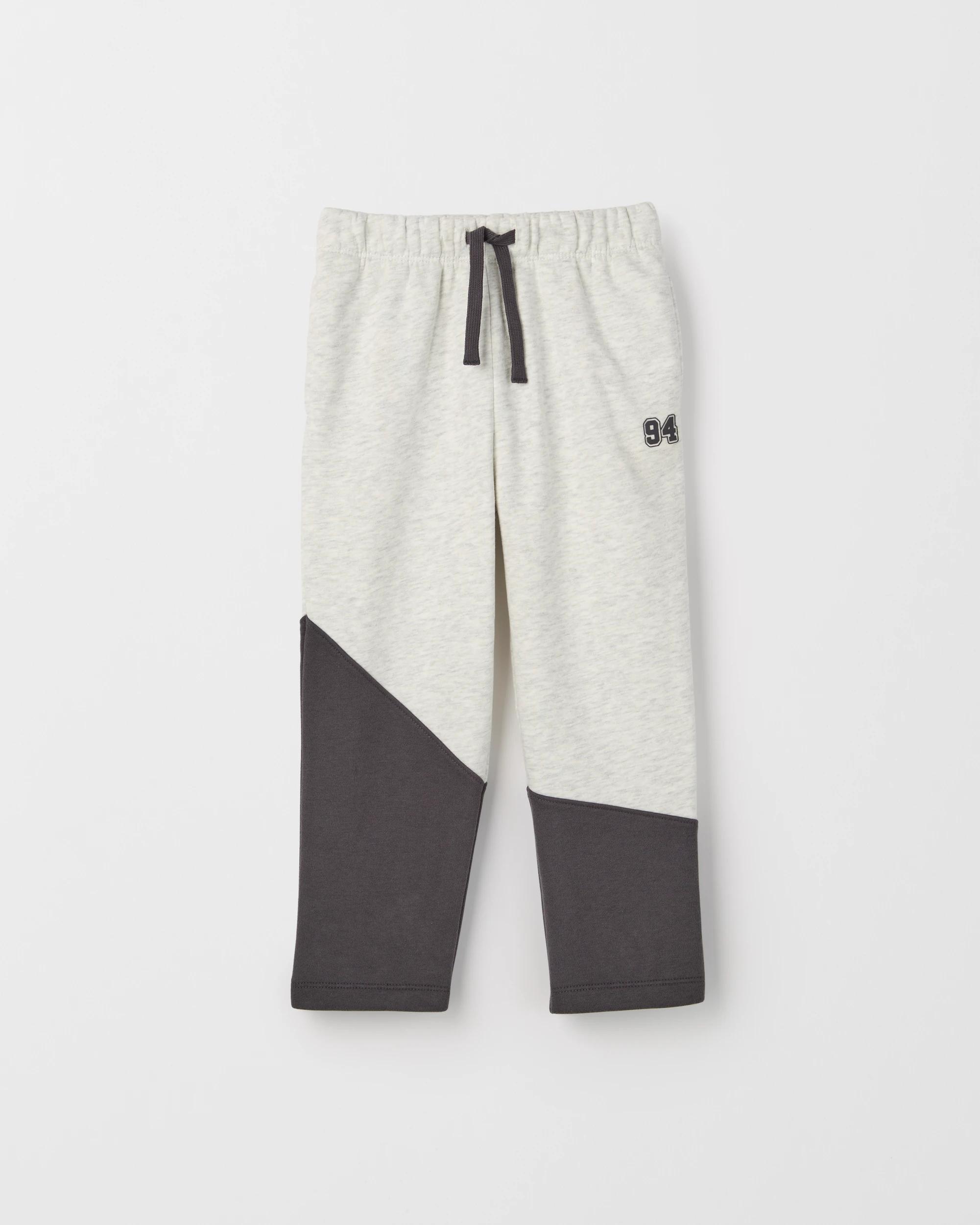 1 Target Kids Australian Cotton Blend Splice Sporty Trackpants GREY MARLE/PHANTOM, 1 of 2