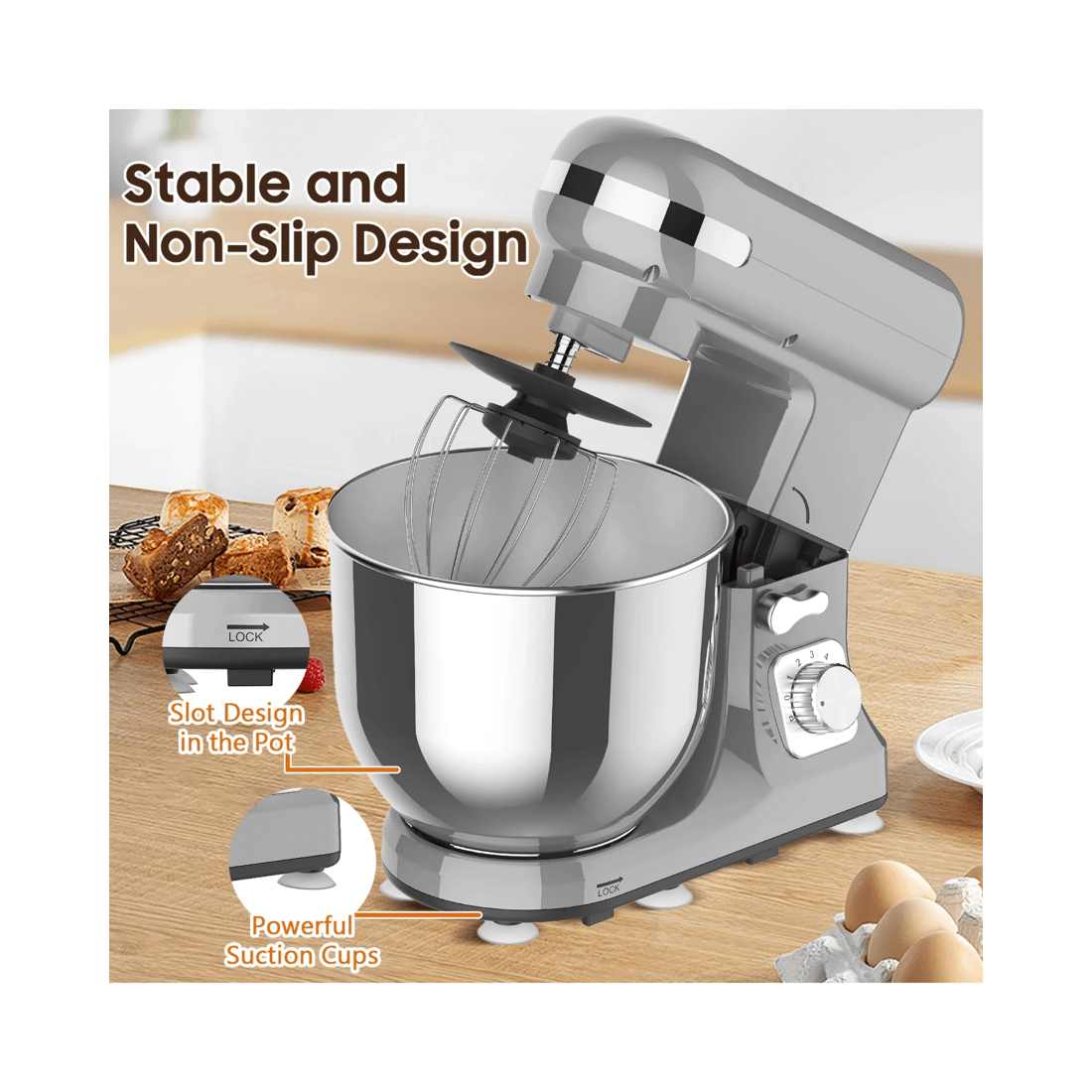 4 Advwin 1400w 6.5l Electric Stand Mixer Grey, 4 of 7