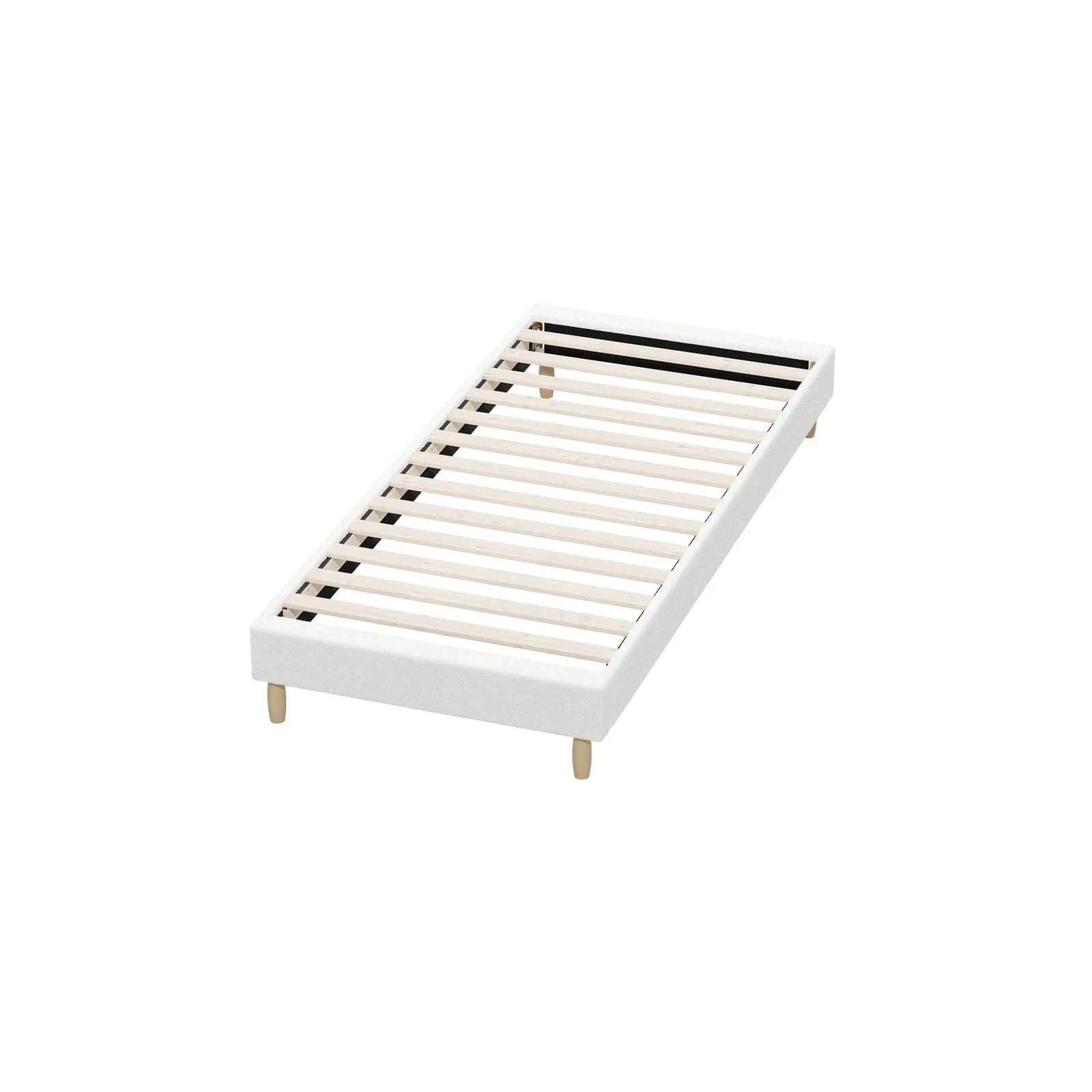 8 Oikiture Single Bed Base Boucle Bed Frame
 - White, 8 of 10