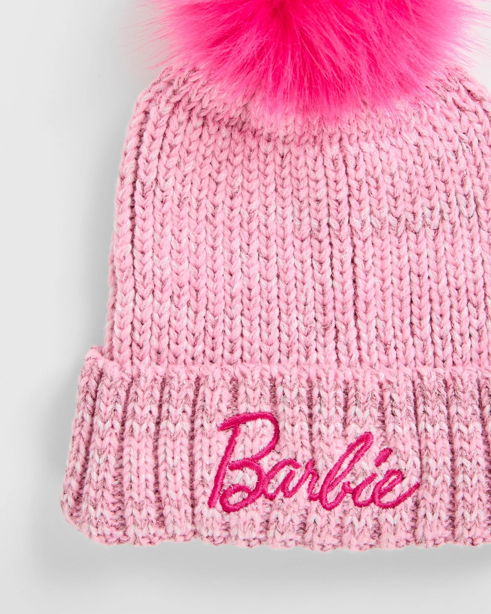 2 Barbie Sparkle Pom Pom Beanie PINK, 2 of 2