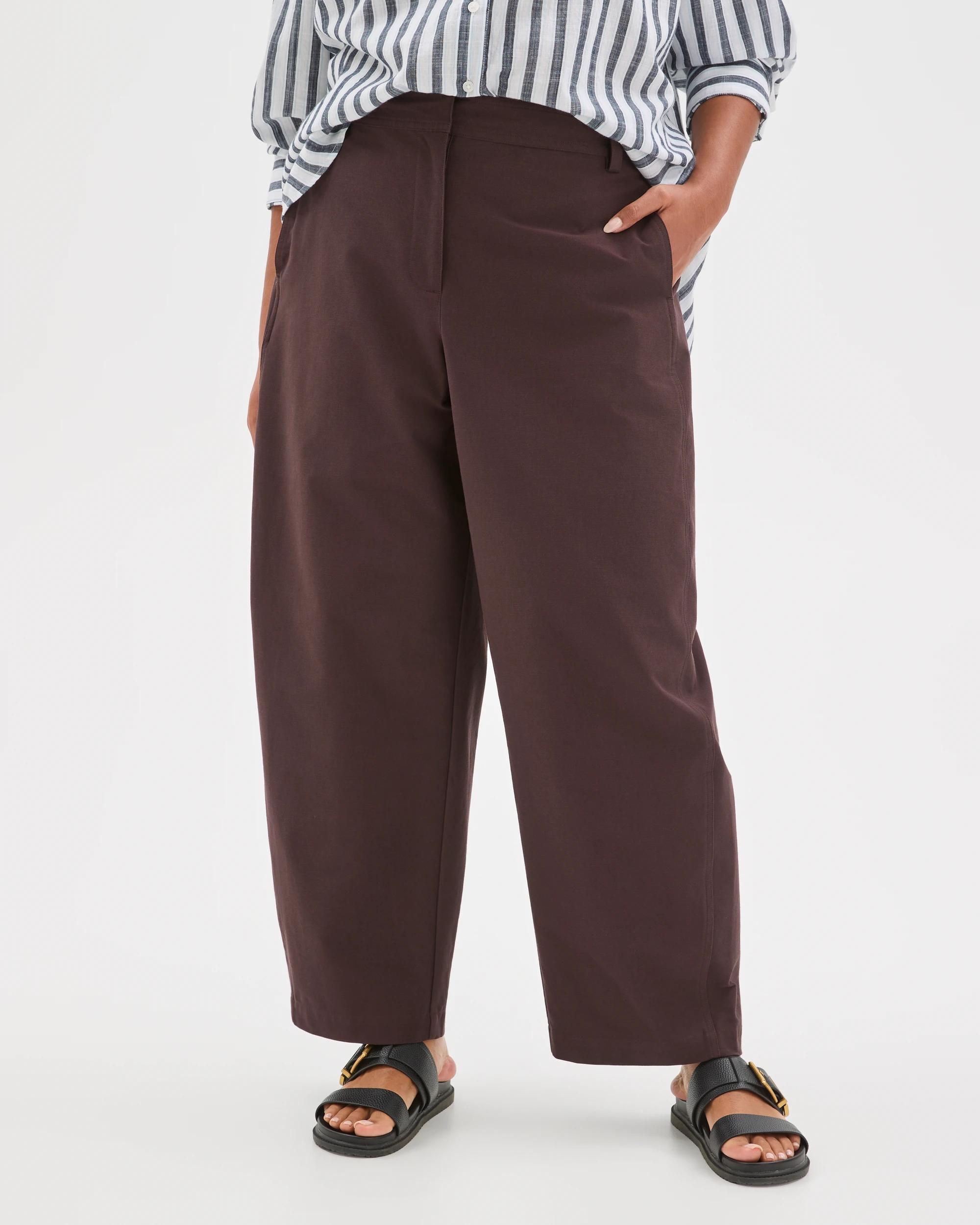 4 Target Curve Plus Size Forward Seam Barrel Leg Pants CHOCOLATE PLUM, 4 of 7