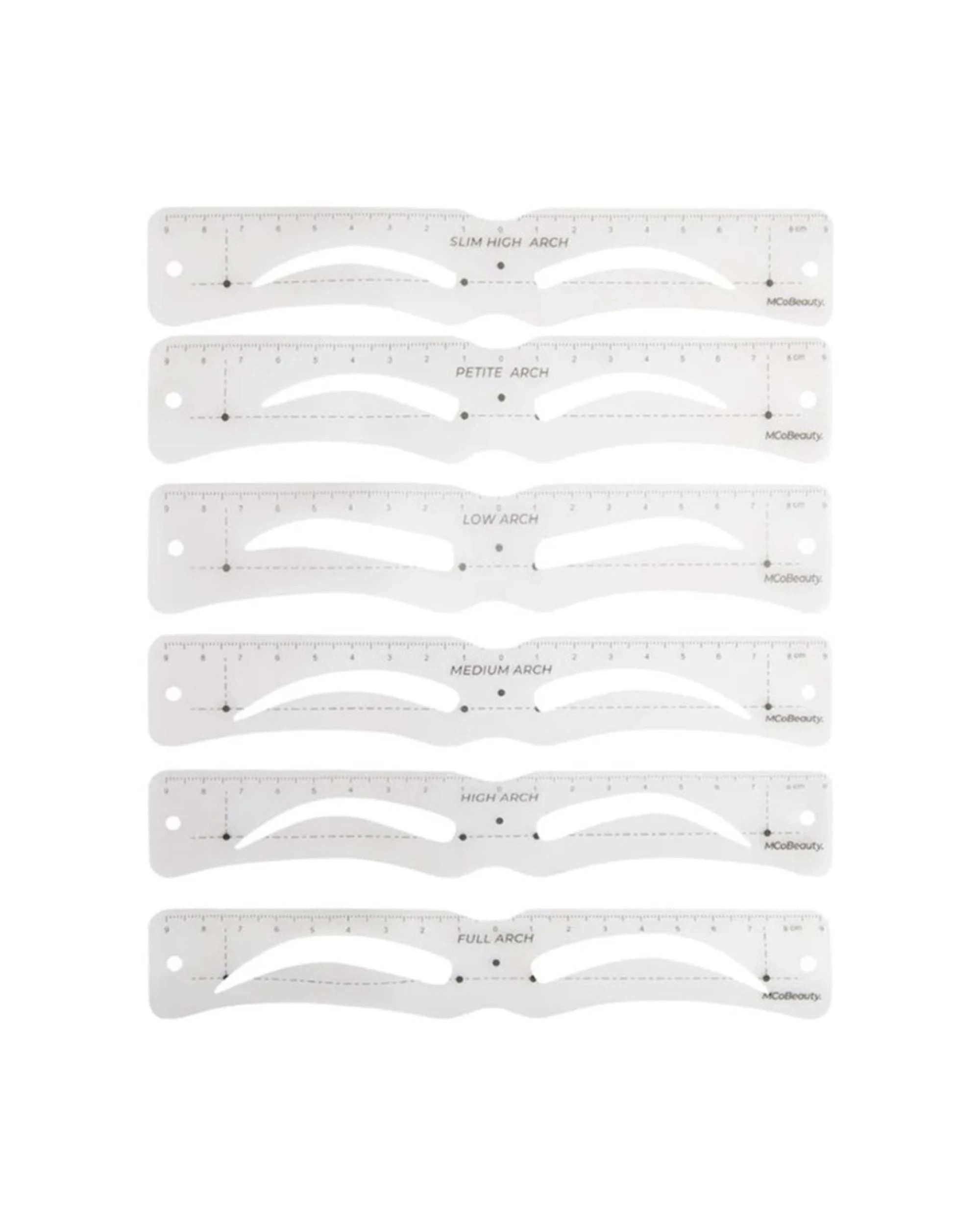 1 MCoBeauty 6pc Reusable Flexible Transparent Plastic Brow Stencils Set, 1 of 1