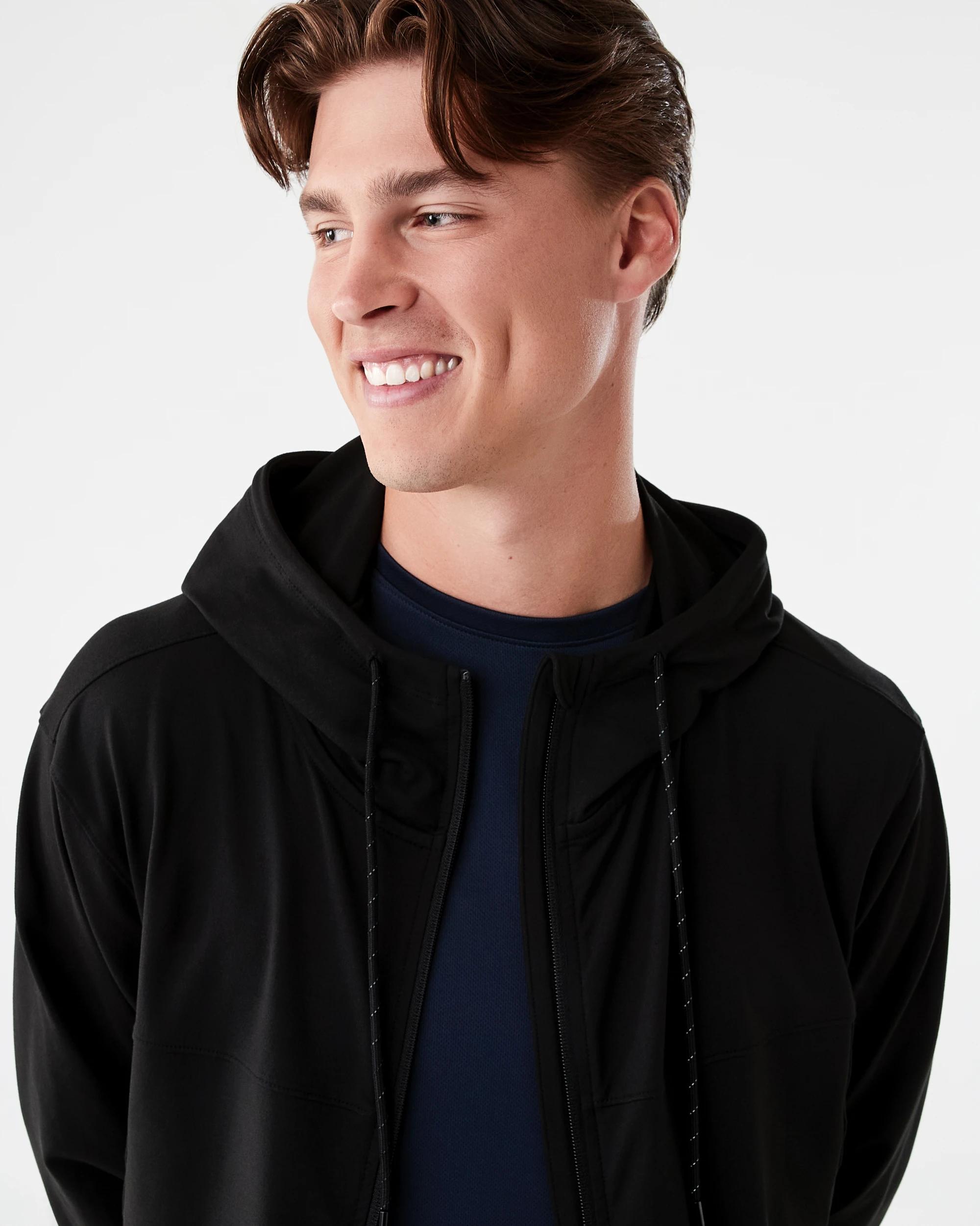 5 Active Mens Travel Zip Through Hoodie Black, 5 of 7