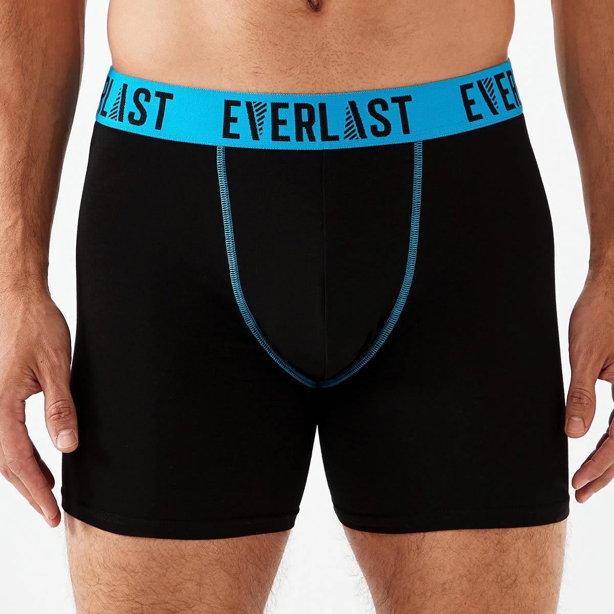2 3 Pack Everlast Mens Mid Length Trunks Black, 2 of 7