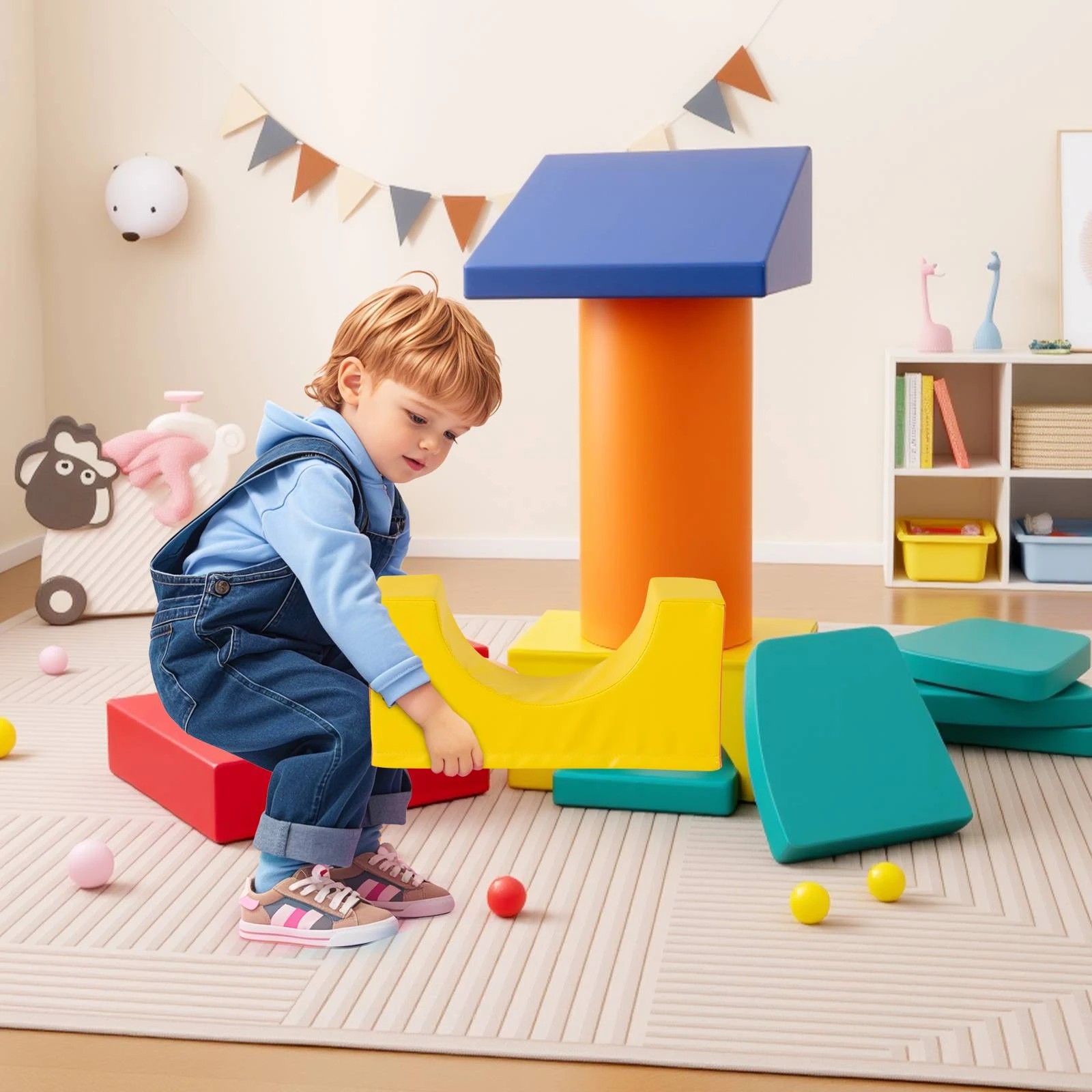 2 Costway 10PCS Large Soft Foam Building Blocks PU Leather Playset, 2 of 2