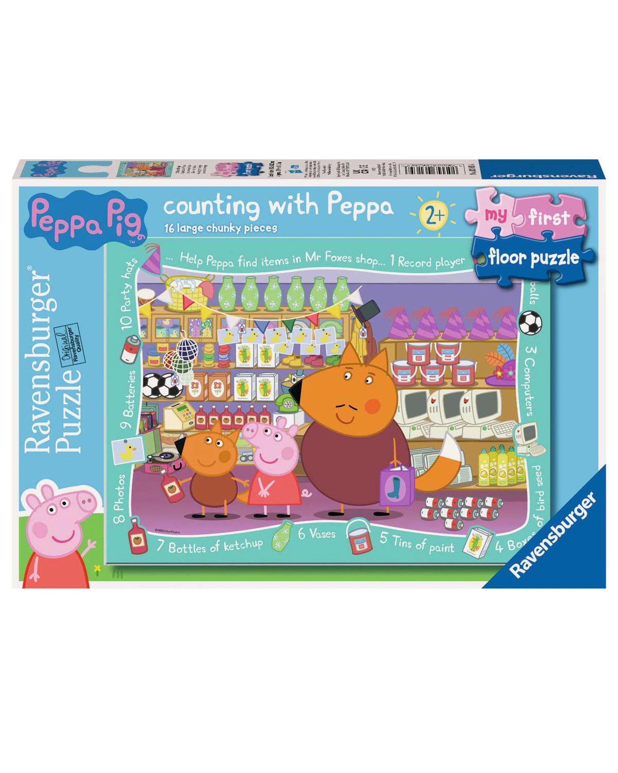 1 Ravensburger My First Floor Puzzle Peppa Pig Counting With Peppa 16 Piece Jigsaw Puzzle, 1 of 1