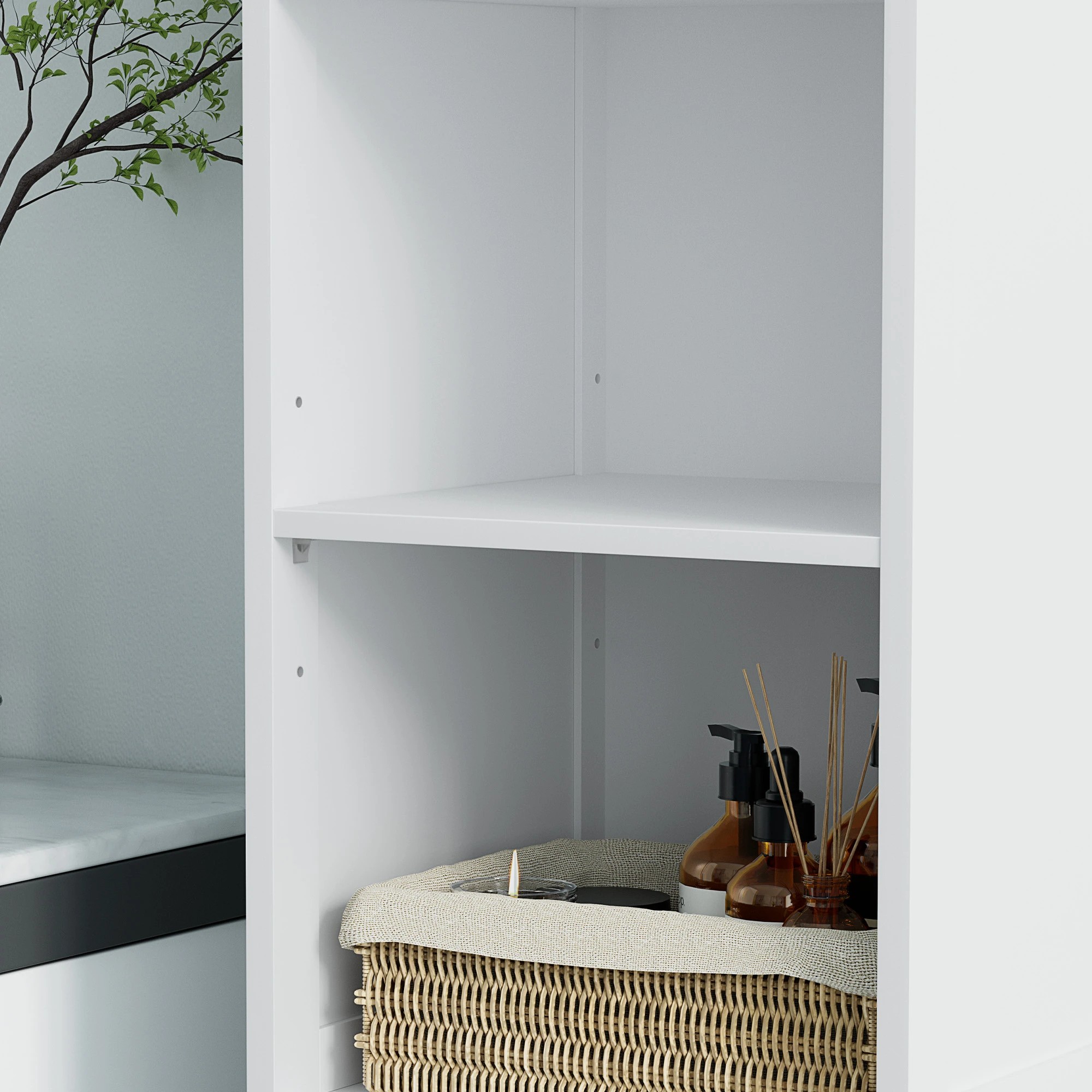 6 Artiss Bathroom Cabinet Storage X2 Rattan 161cm - White, 6 of 8