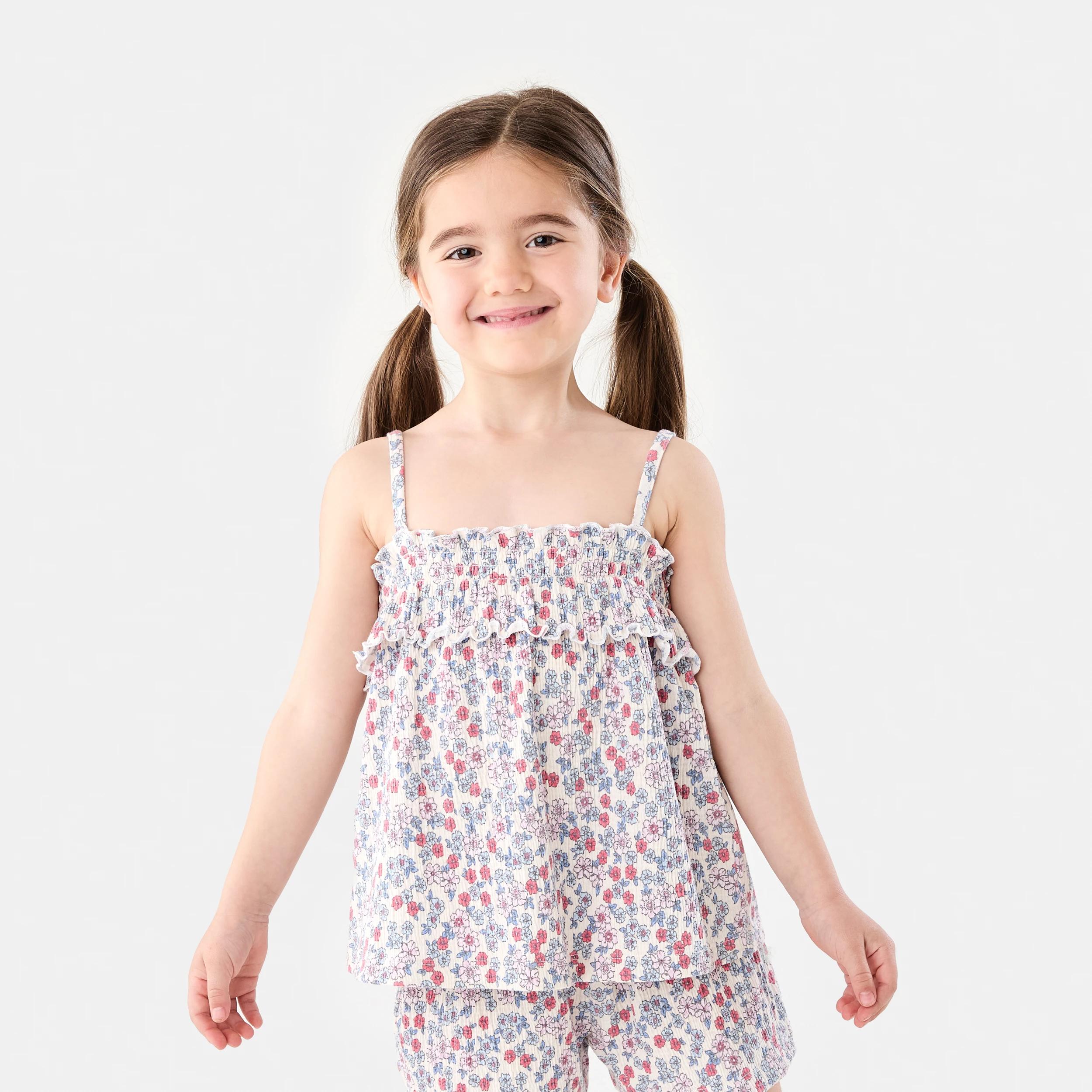 1 Strappy Crinkle Top Bge Floral, 1 of 7