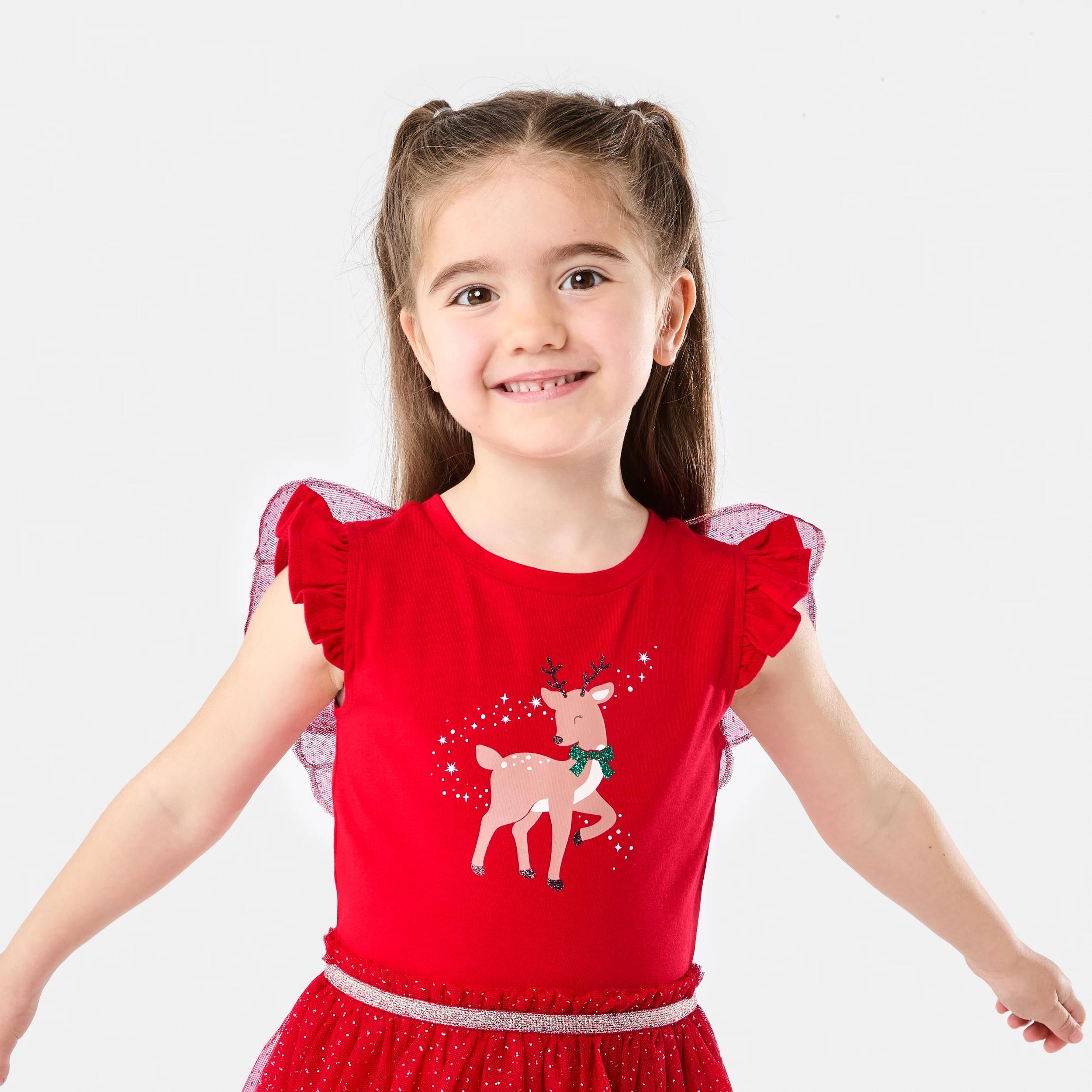 3 Christmas Tutu Dress RED REINDEER, 3 of 10
