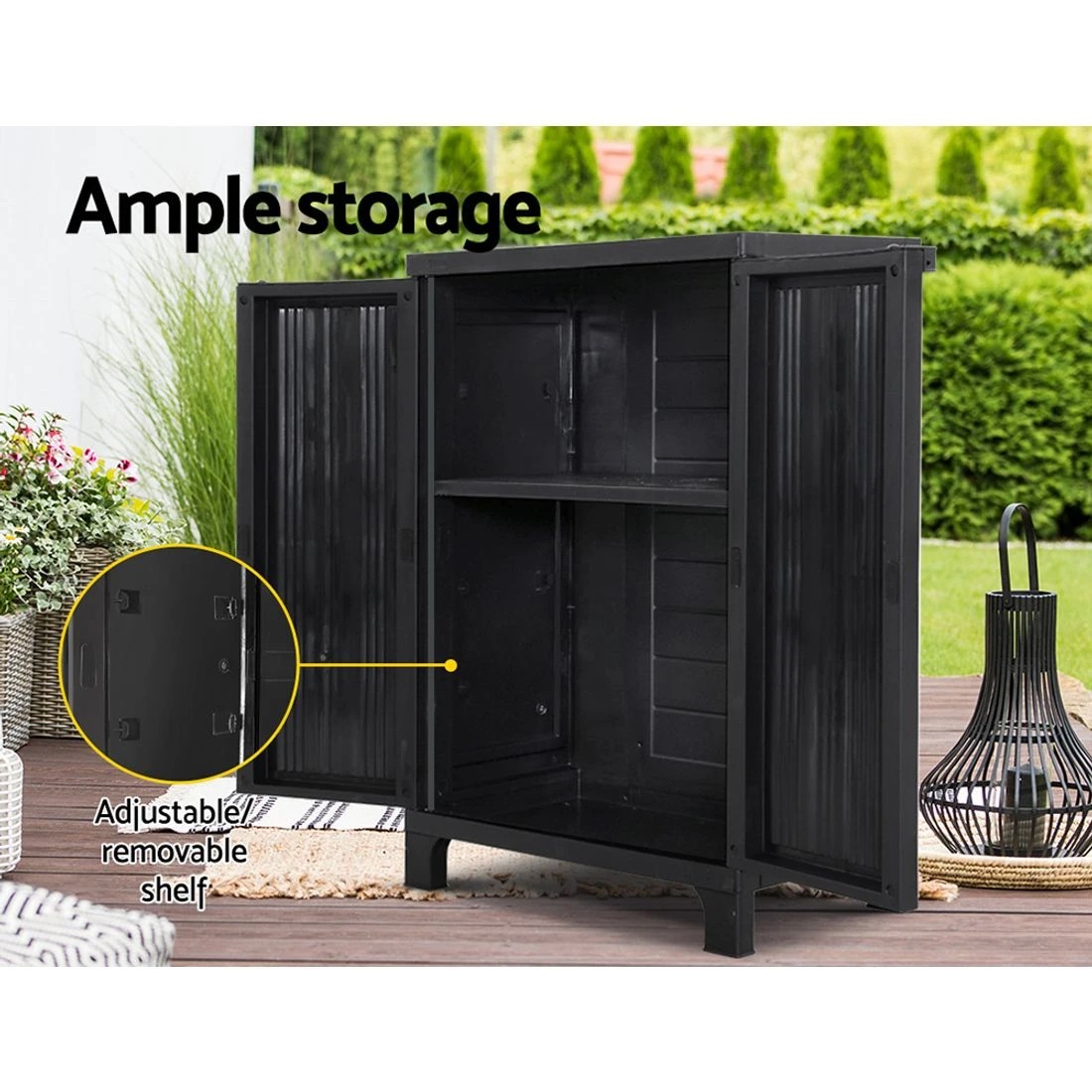 8 Gardeon Outdoor Storage Cabinet Box 92cm - Black, 8 of 8