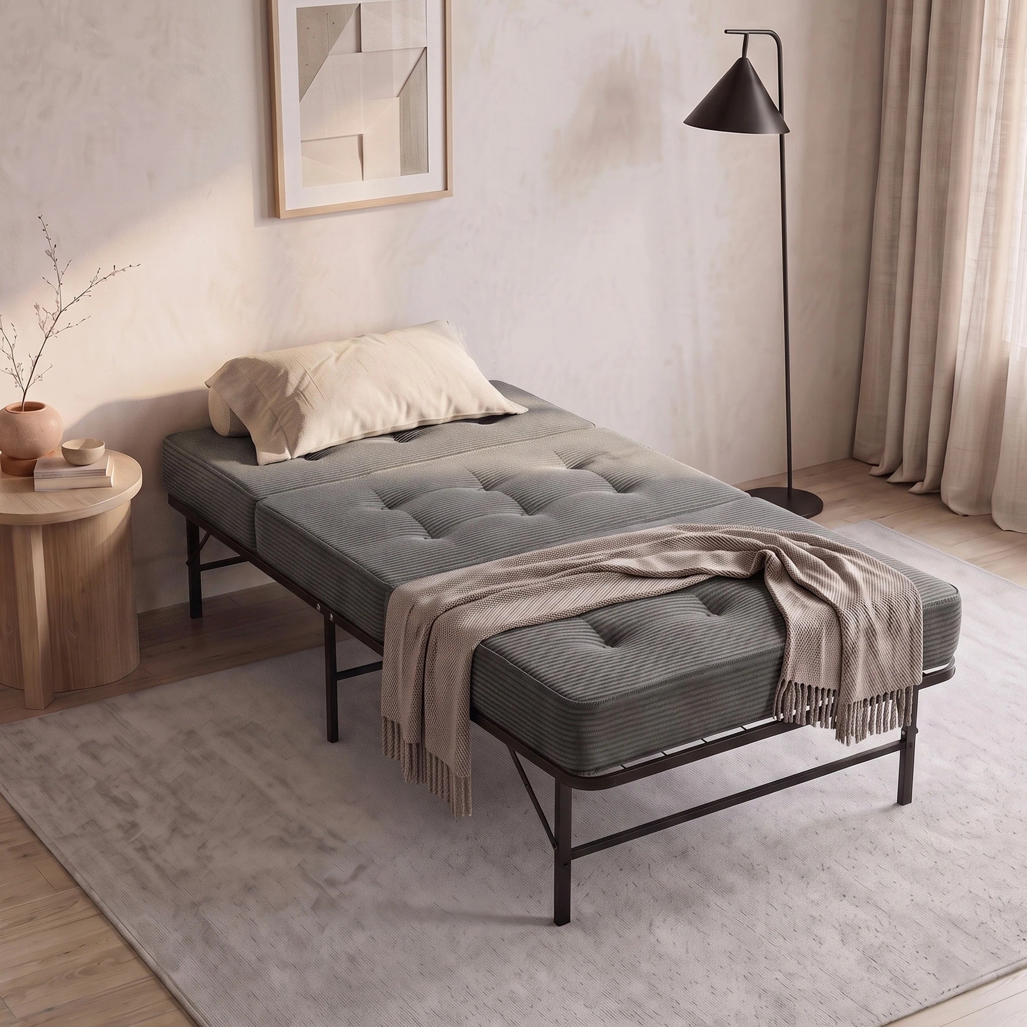 9 Giselle Bedding Folding Bed with Mattress Metal Frame Guest Bed 15cm Foam Foldable - Single Bed - Multi, 9 of 9