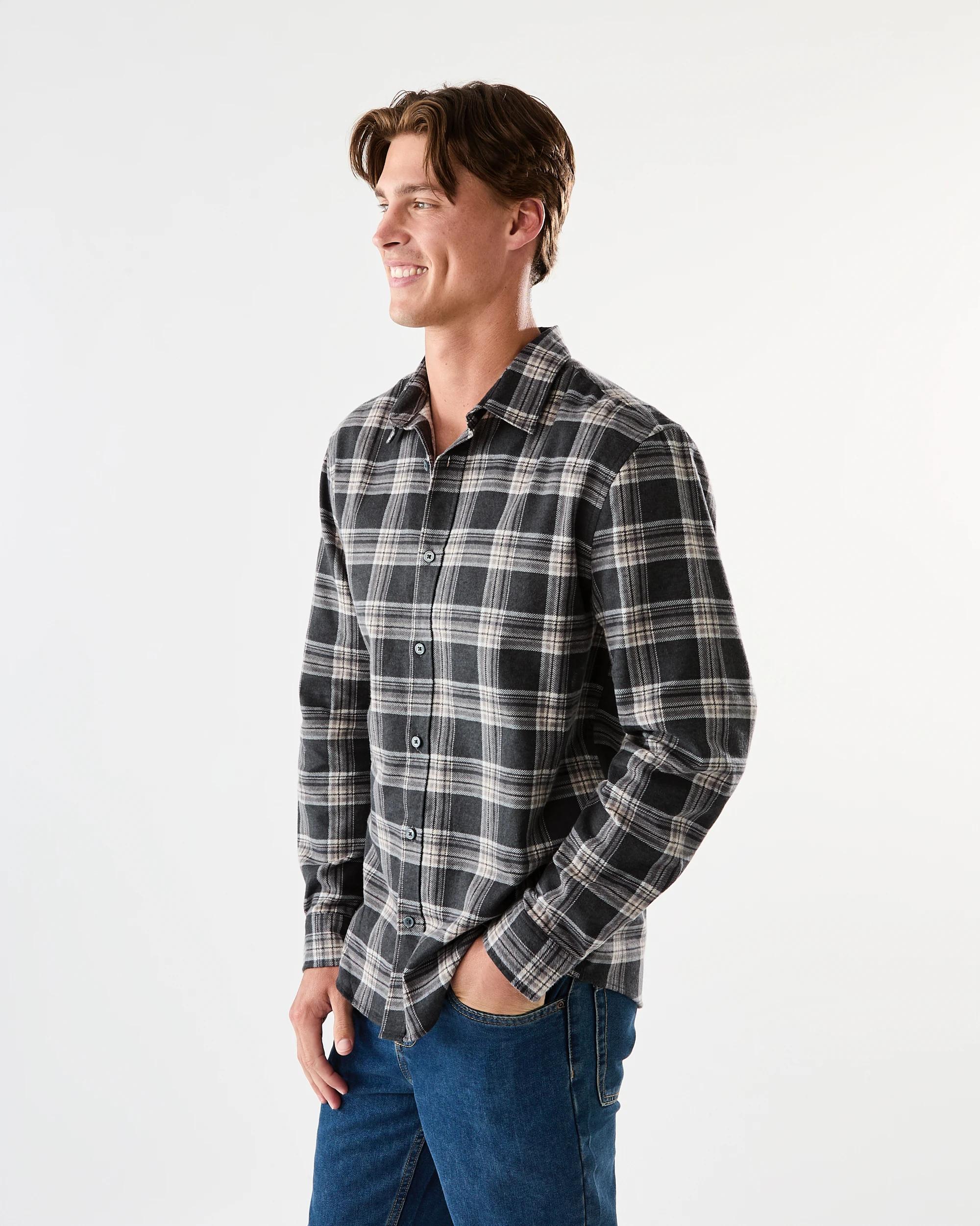 2 Long Sleeve Printed Plaid Shirt Blk Check, 2 of 7