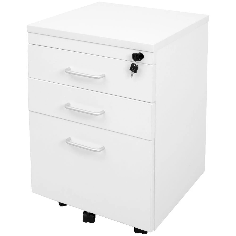 4 Rapid Span 3 Drawer Mobile Pedestal White Cabinets Pedestals, 4 of 6