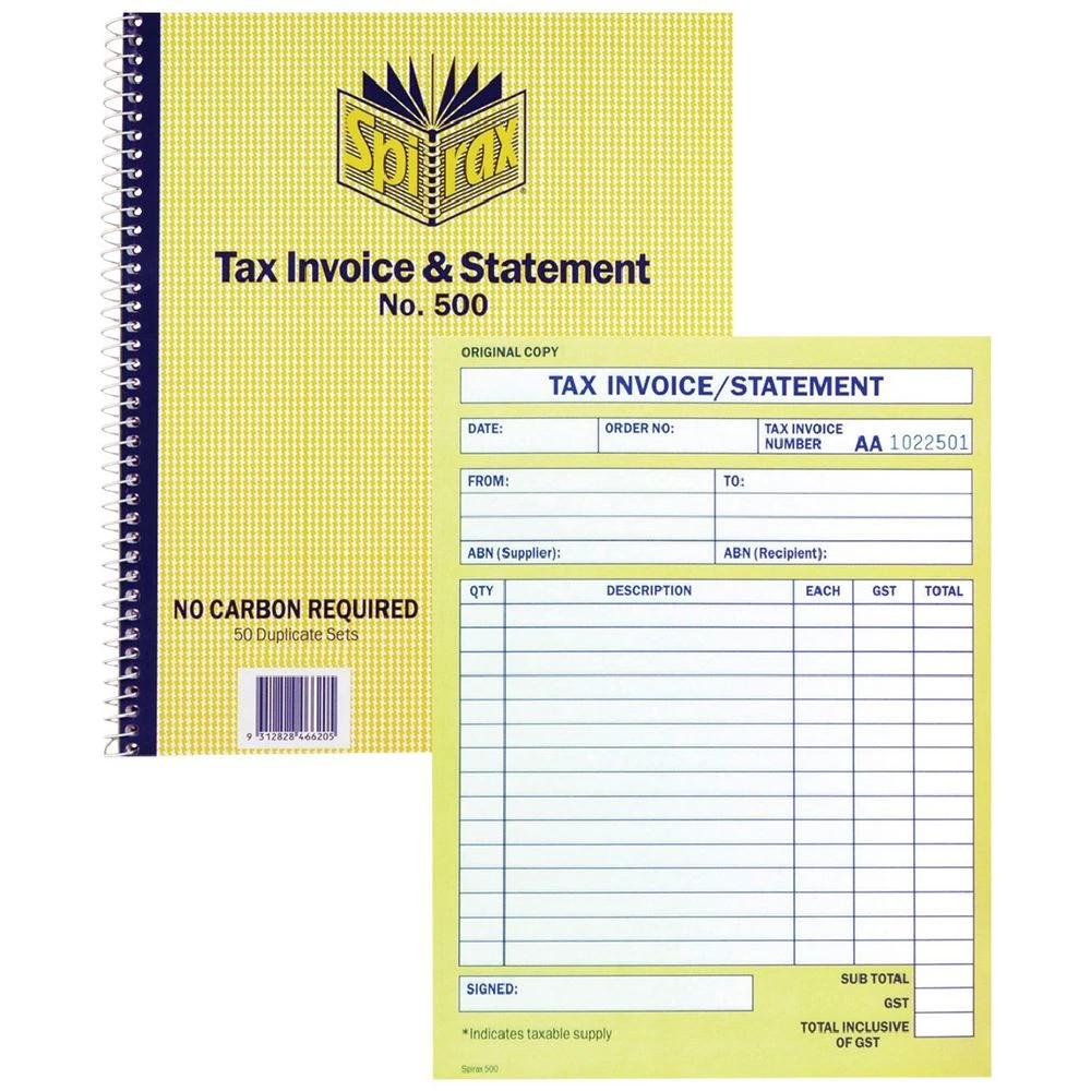 1 Spirax Tax Invoice and Statement Book No.500, 1 of 1
