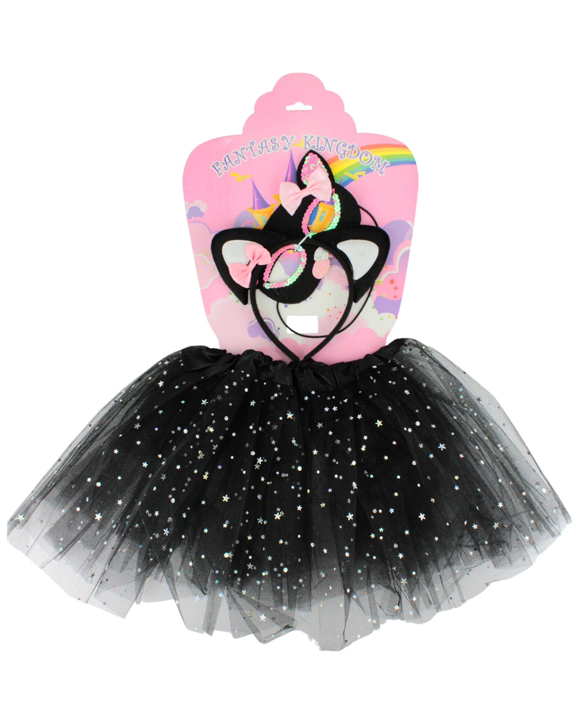 2 Party Planet Black Kitty Cat Headband, Mask and Tutu Set, 2 of 3