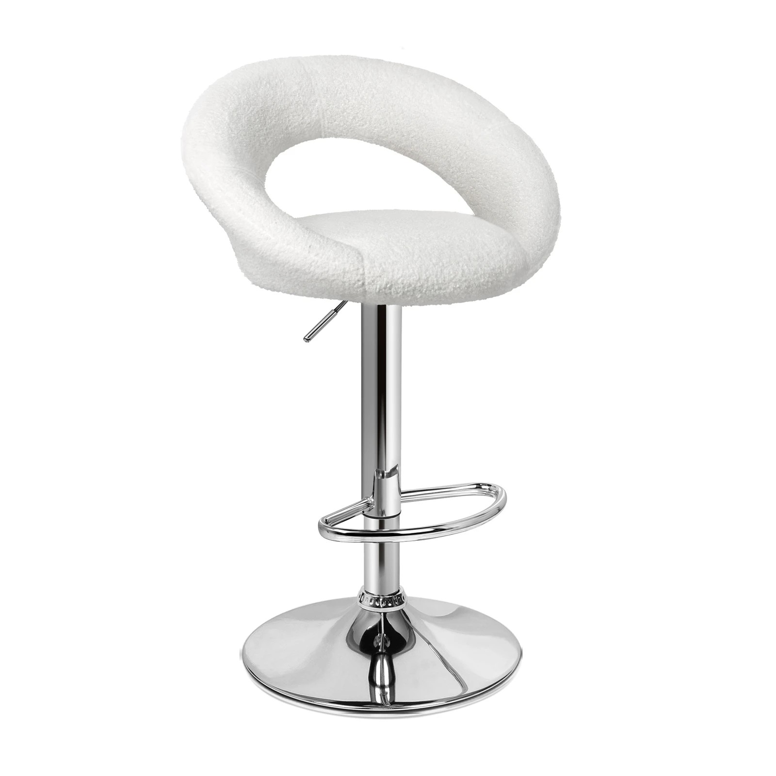 4 Alfordson 2x Bar Stools Ovadia Kitchen Swivel Chair Boucle Gas Lift - White, 4 of 8