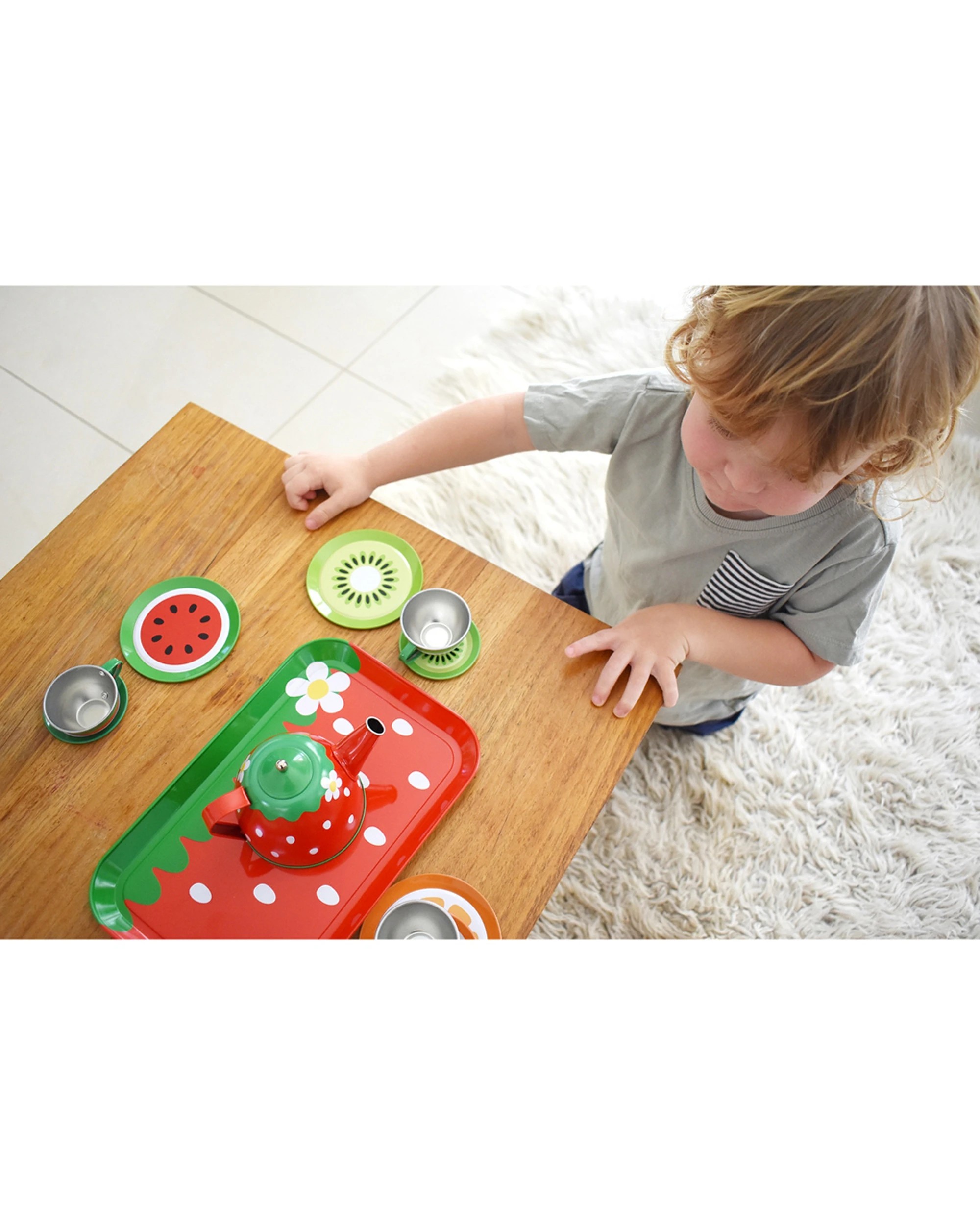 3 Kaper Kidz 15pc Fruit Tin Tea Set Pretend Play Imaginative Play - Multi, 3 of 8