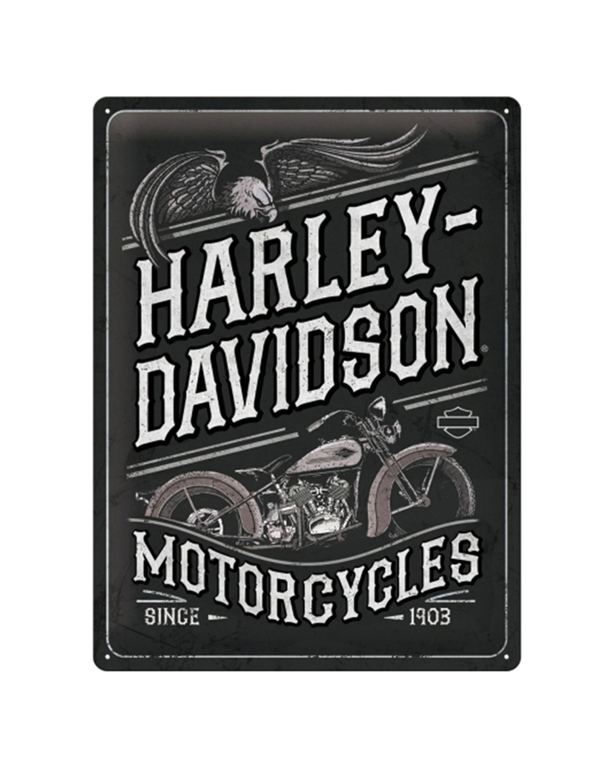 1 Nostalgic-Art Large 30x40cm Metal Wall Art Sign Plaque - Harley-Davidson Motorcycles Eagle - Black, 1 of 4
