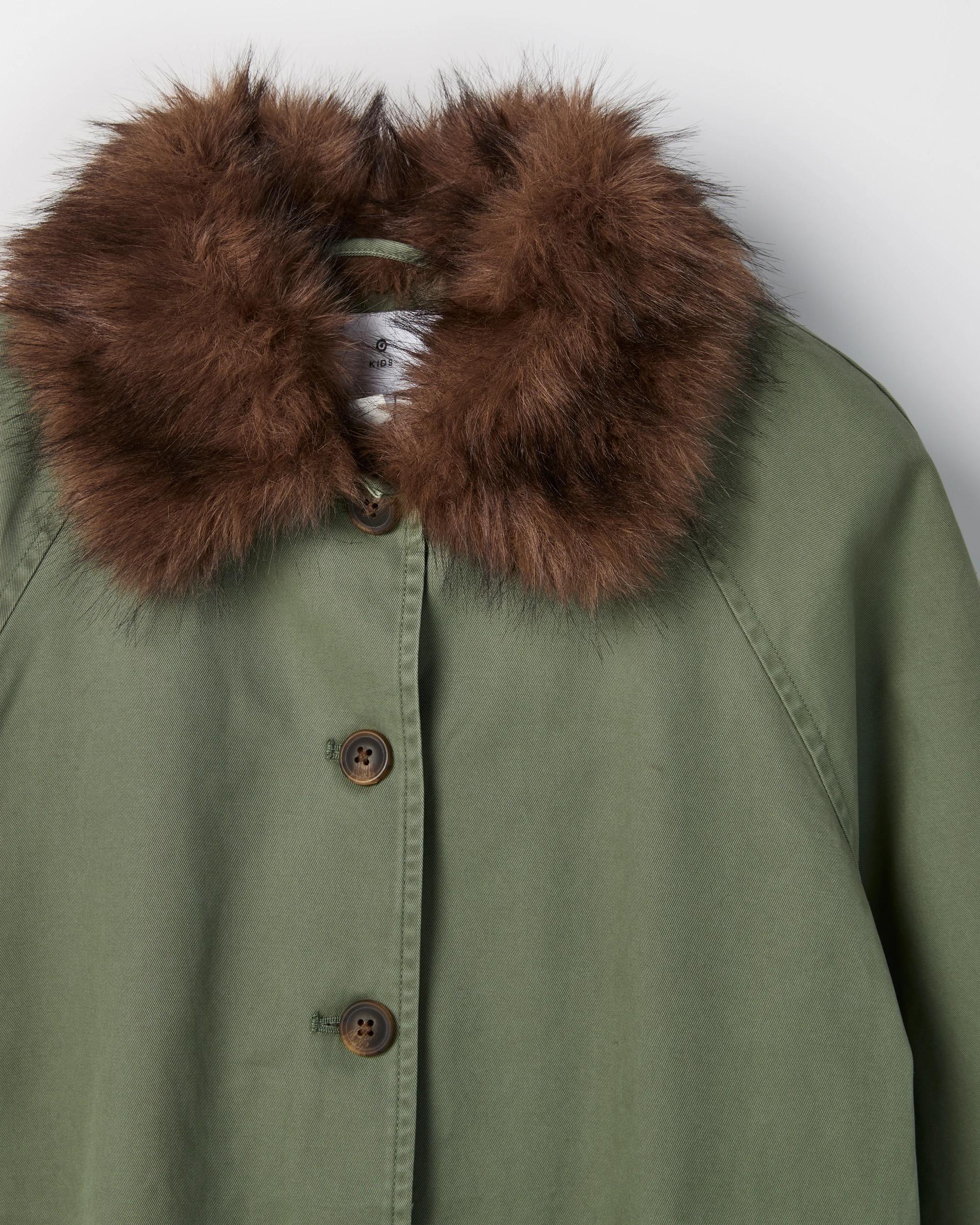 7 Target Kids Australian Cotton Faux Fur Collar Long Car Coat KHAKI, 7 of 7