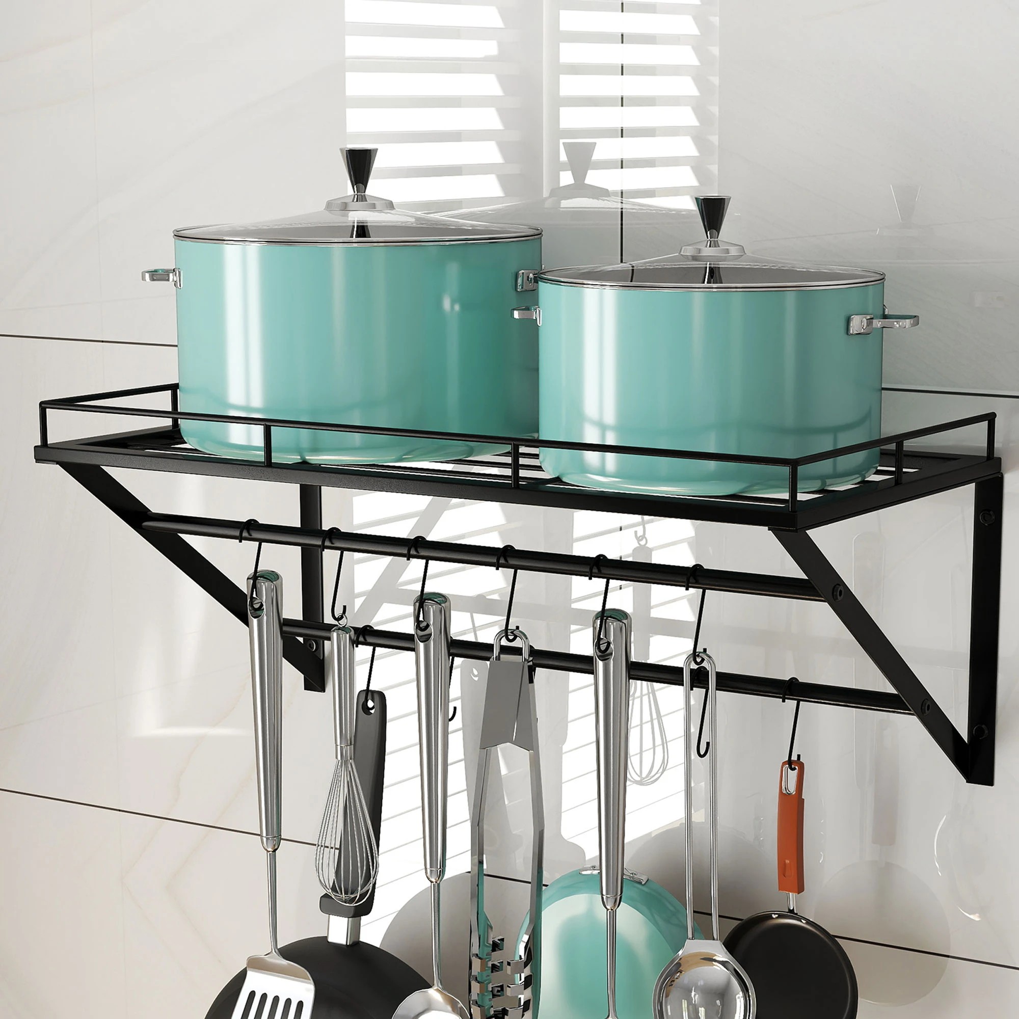 7 Toque Wall Mounted Pot Rack 12 Hooks, 7 of 9