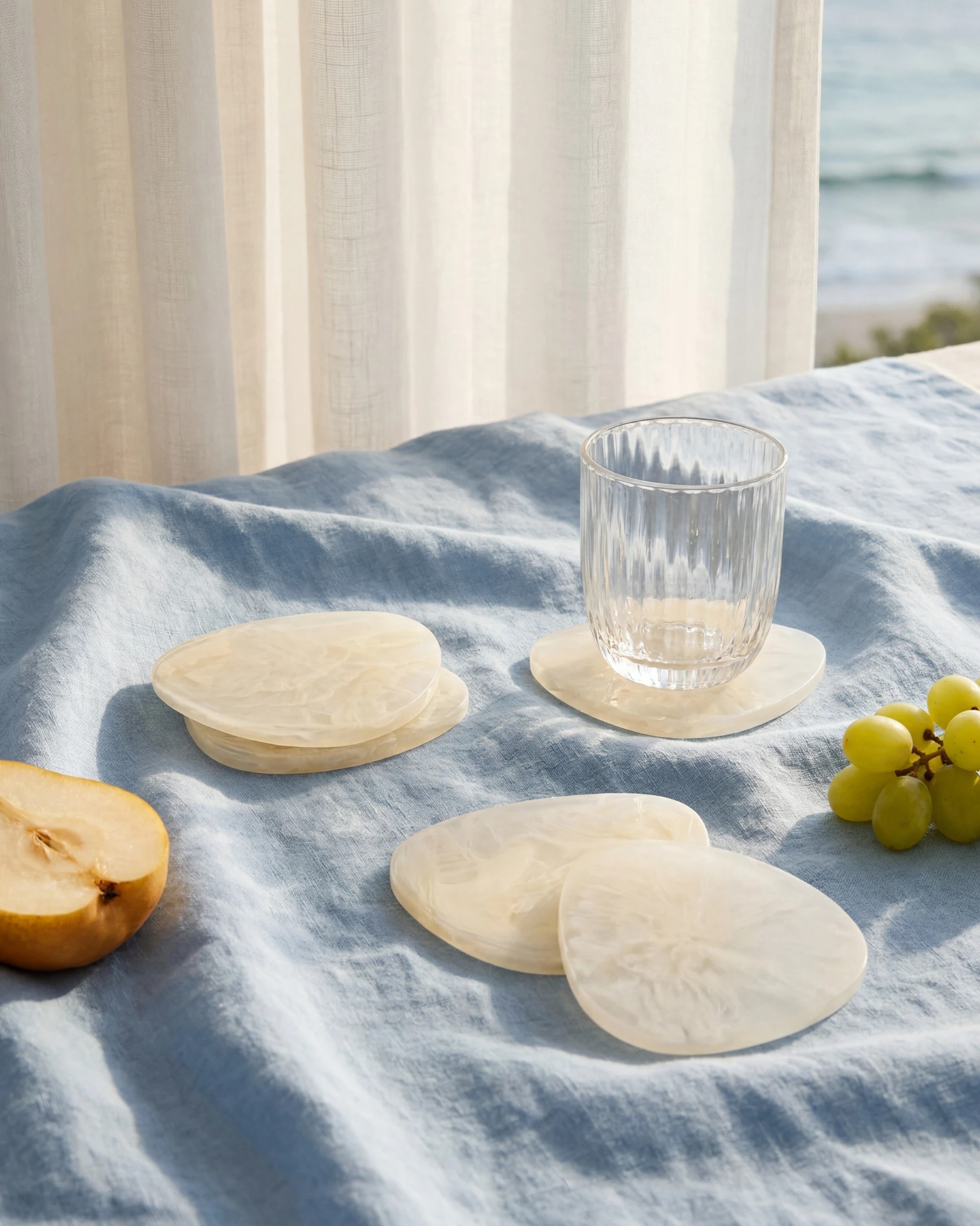 2 Cadence & Co. Chianti Resin Coasters Set of 6 - Vanilla, 2 of 6