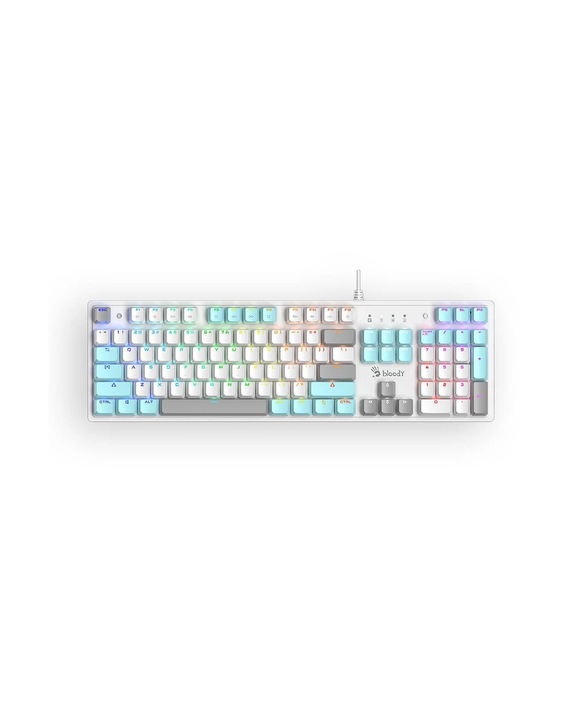 1 Bloody S520N BLMS Icy White FullSize HighSpeed RGB Gaming Keyboard, 1 of 5