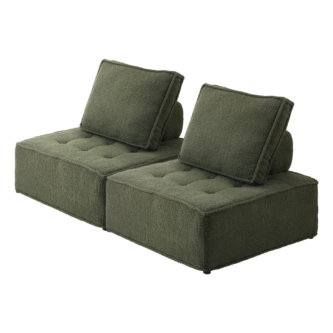 1 Oikiture 2pcs Modular Sofa Lounge Chair Armless Tofu Back Sherpa
 - Green, 1 of 10