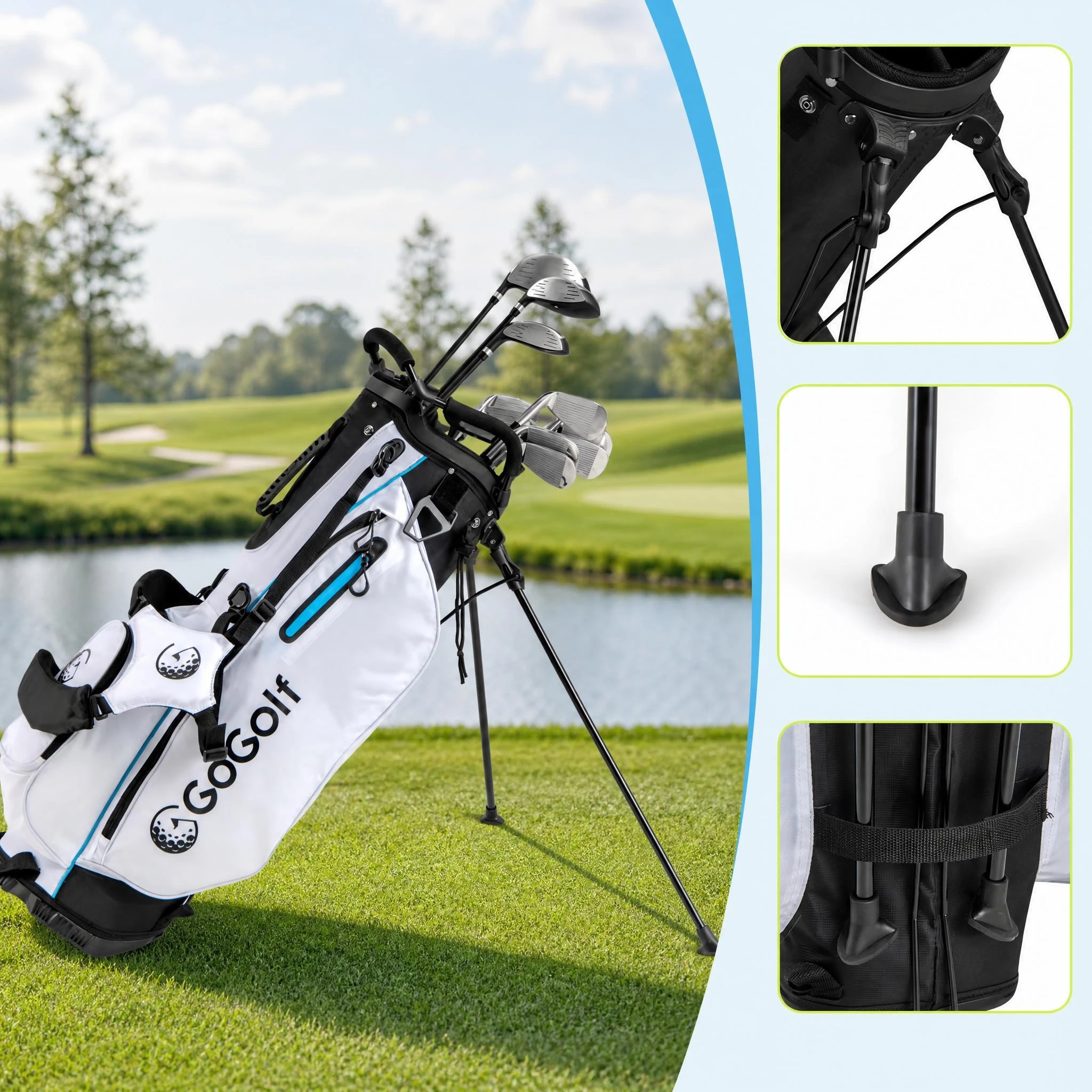 7 Costway Men's 15 Piece Portable Complete Golf Club Set w/Stand Bag Driver & Putter, 7 of 8
