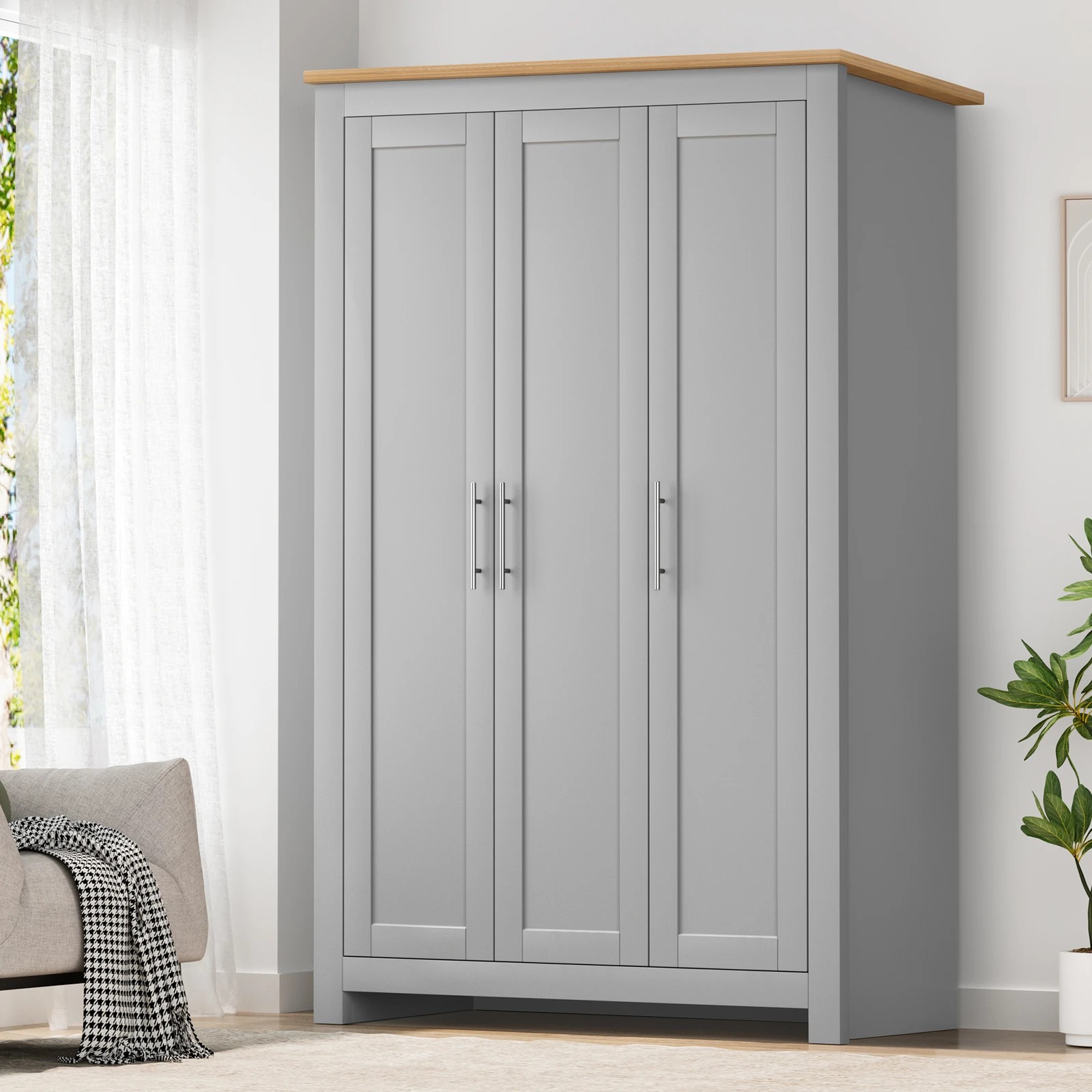 2 Alfordson Wardrobe Clothes Closet Storage Cabinet Organizer Shelf Hanging - Grey, 2 of 4