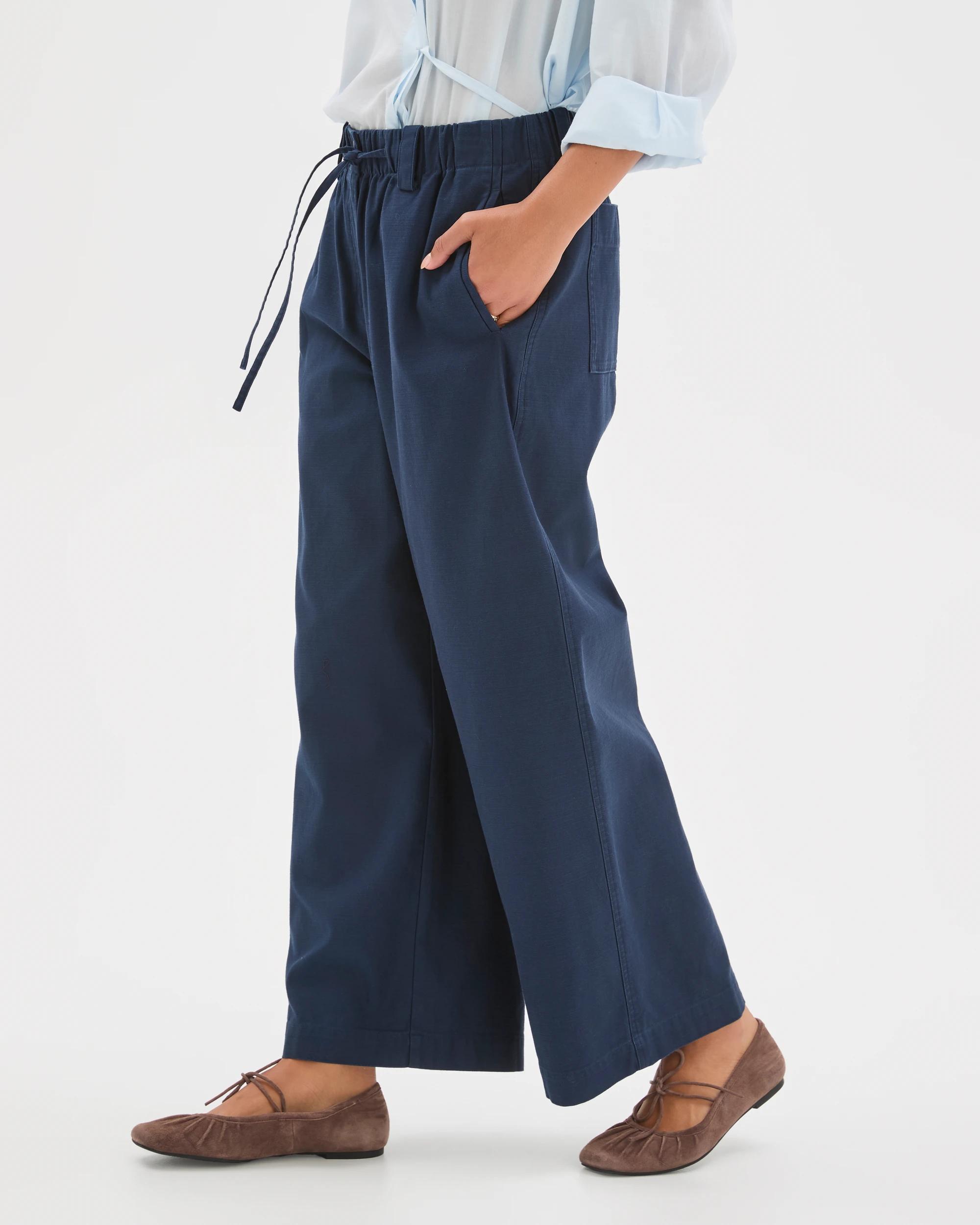 4 Target Woman Australian Cotton Wide Leg Textured Pants INK NAVY, 4 of 6