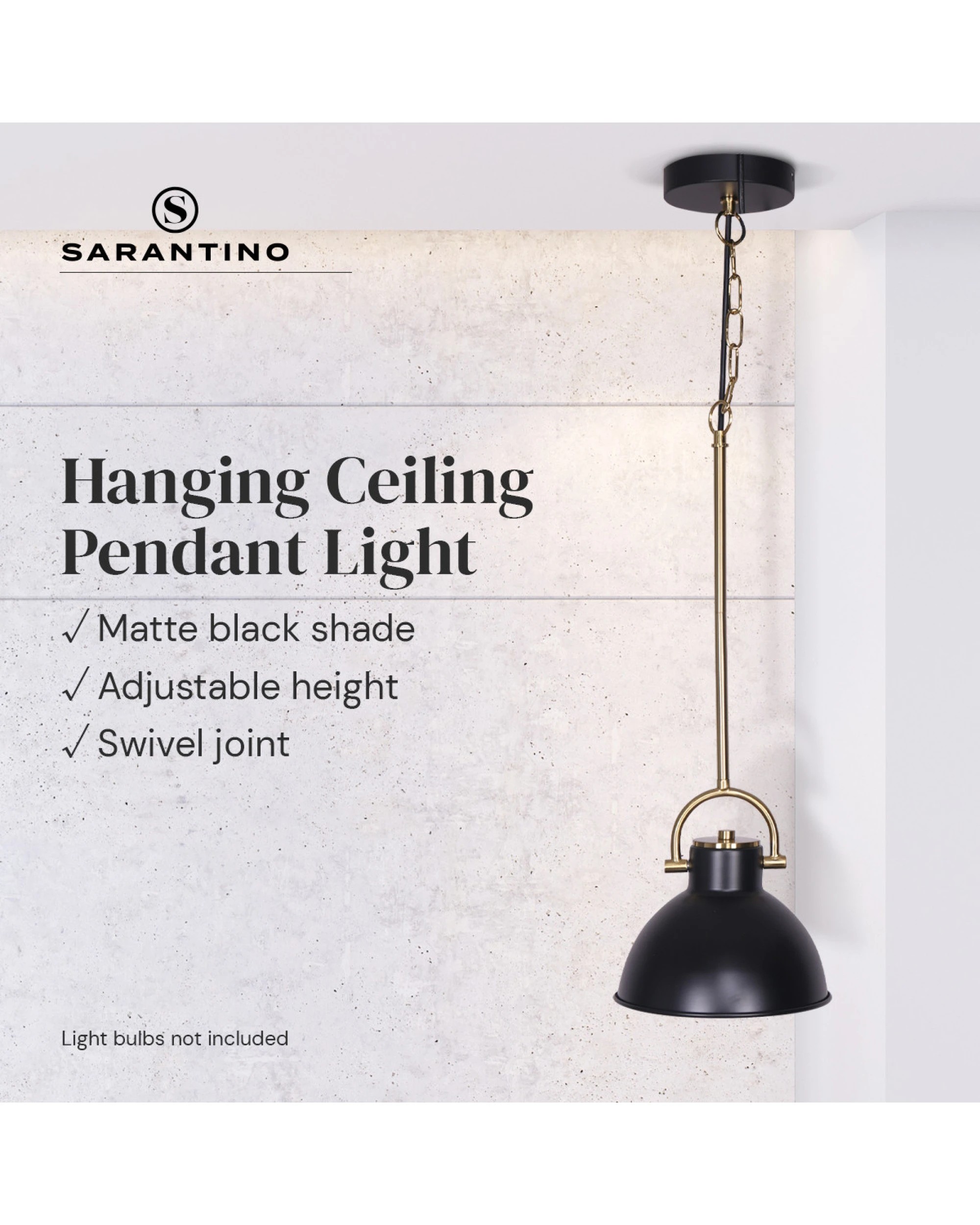 2 Sarantino Black And Gold Pendant Light, 2 of 10