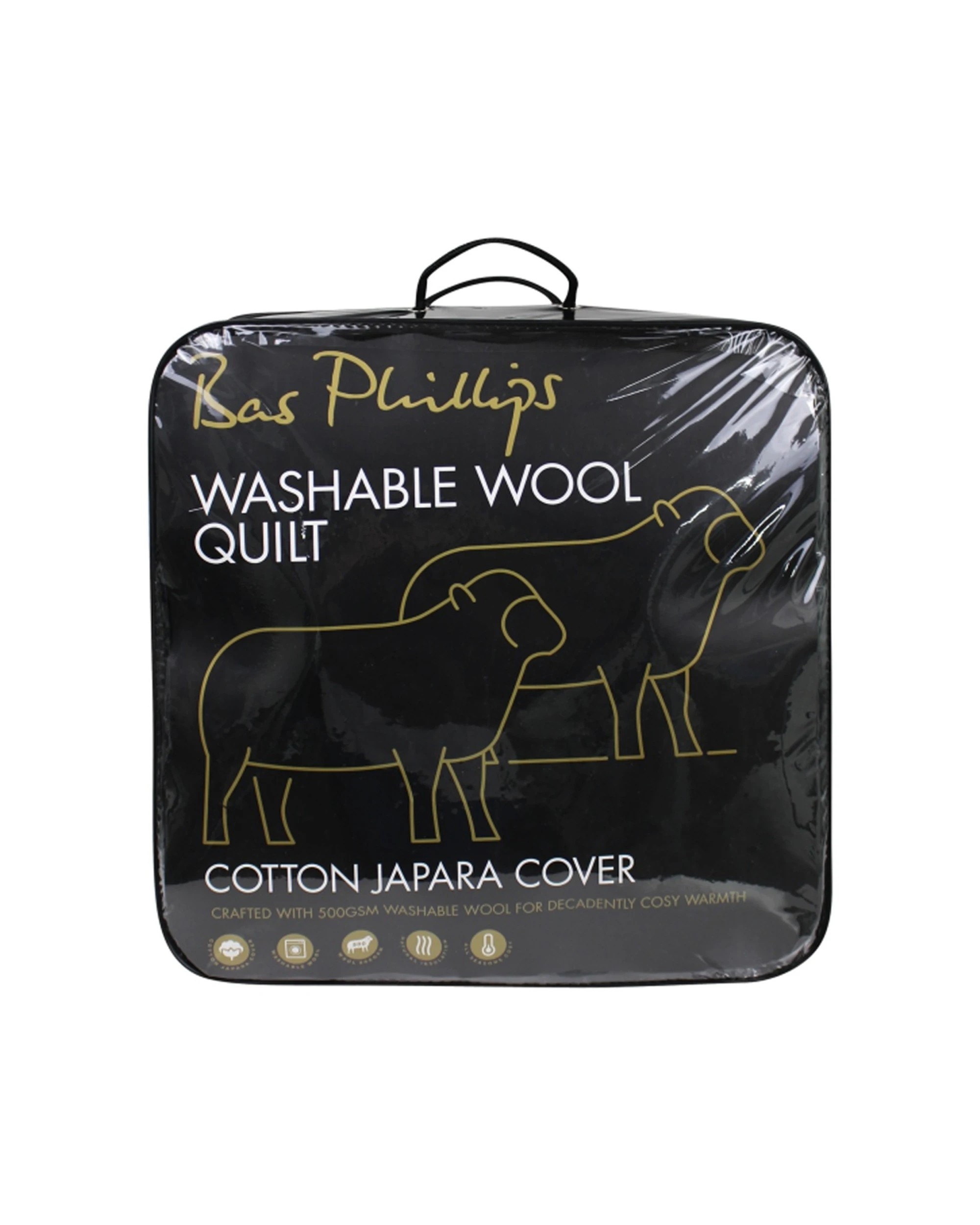 6 Bas Phillips Washable Wool Quilt 500Gsm Cotton Japara Cover - Single Bed - White, 6 of 7